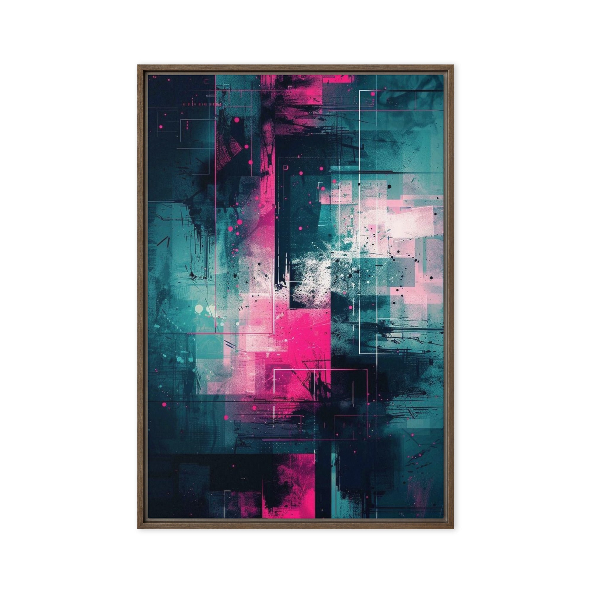Neona wall art product image as a framed canvas print in white frame, 24 x 32 inch large size