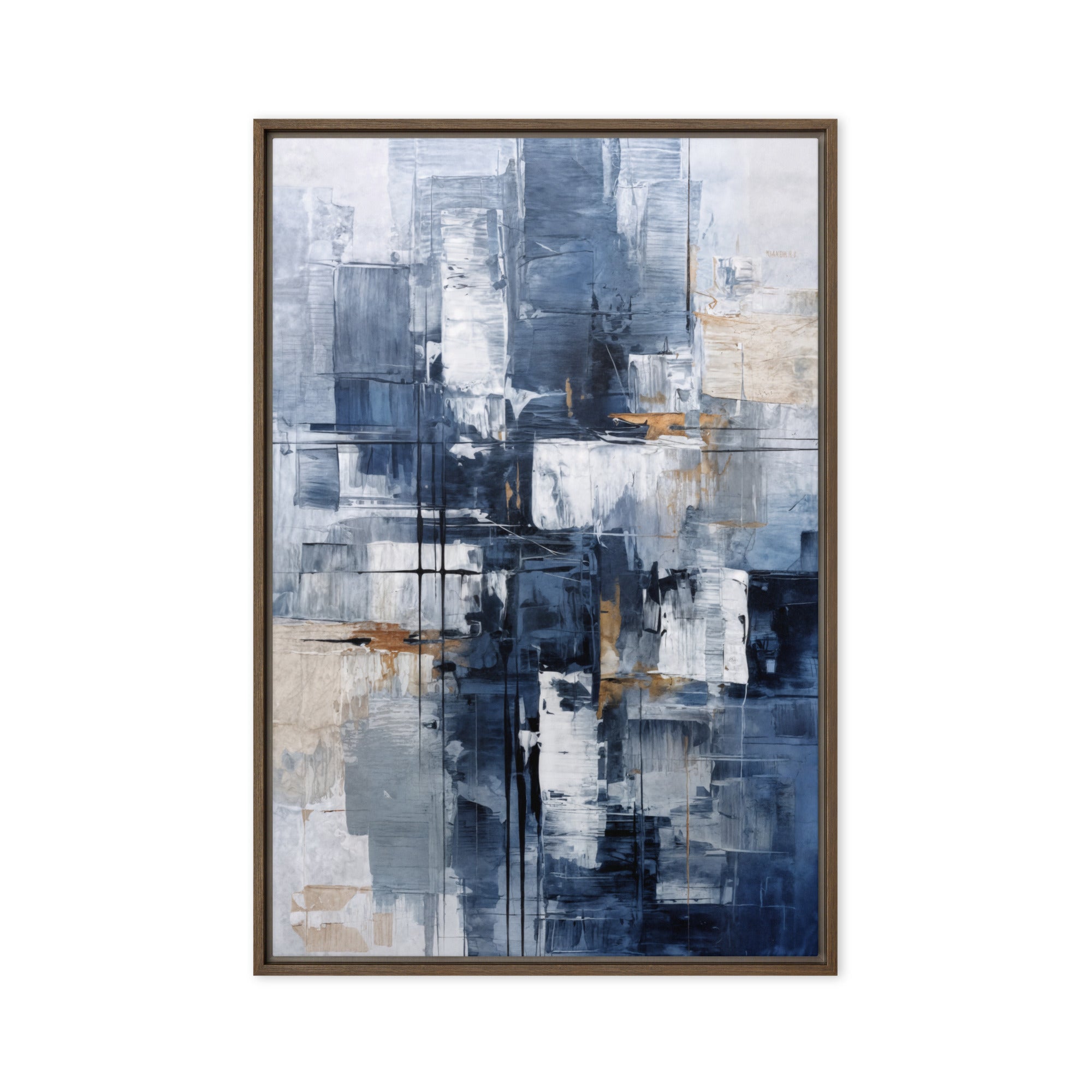 Push framed canvas print with product details shown in white frame, 24 x 32 inch large size