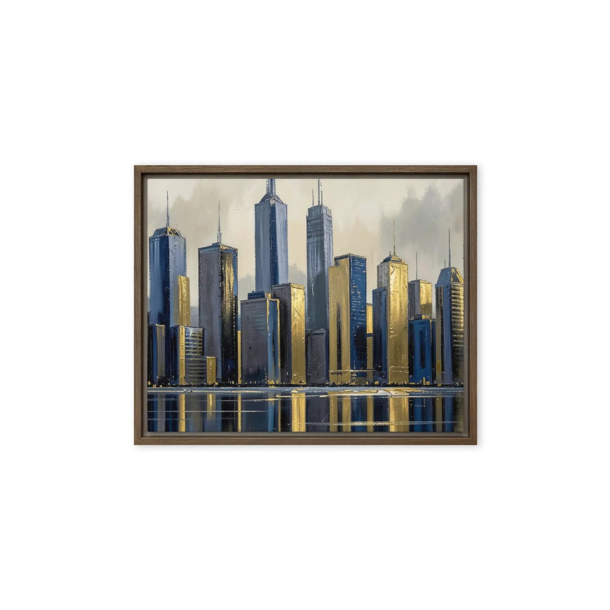 Lumina wall art product image as a framed canvas skyline in black frame, 12 x 16 inch universal size