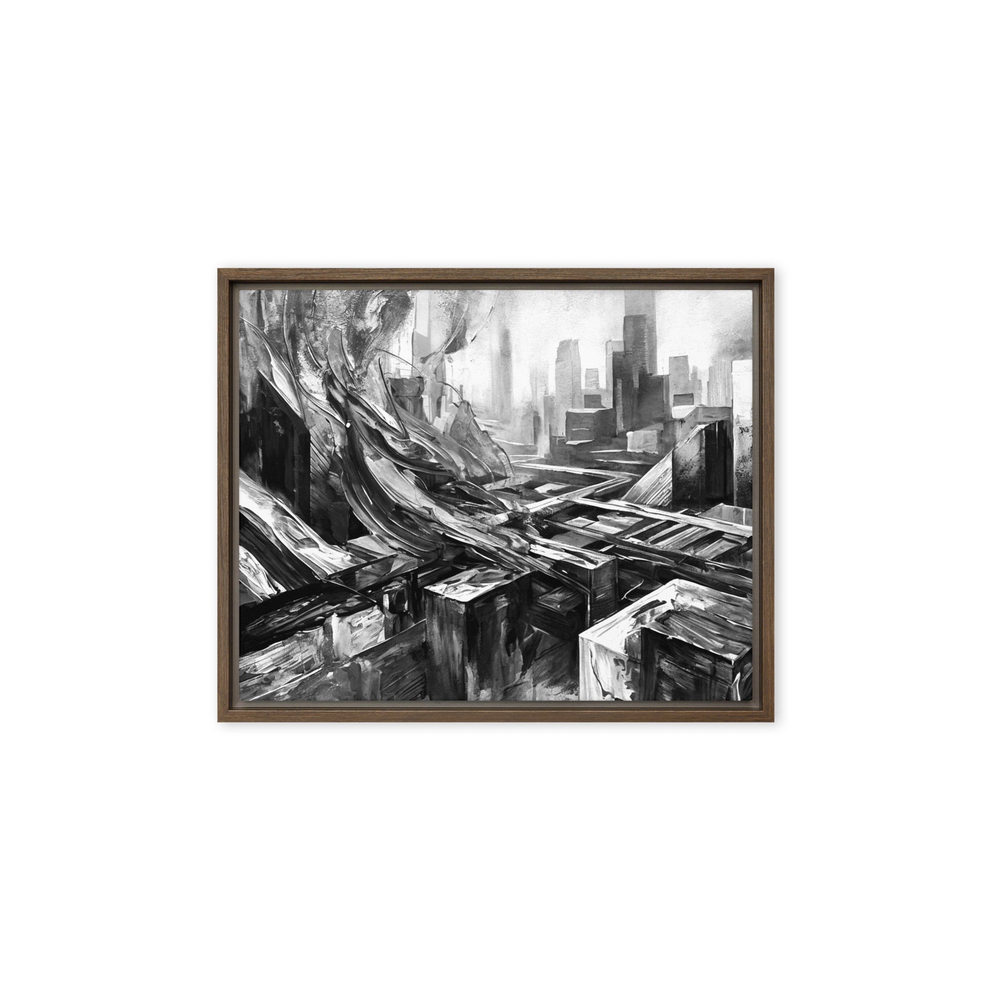 Attitudes wall art product image as a framed canvas skyline wall art mb canvas in black frame, 20 x 28 inch large size