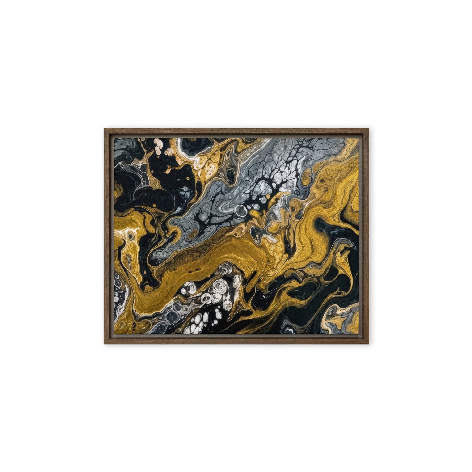 Aurum framed canvas print, front view in white frame, 24 x 36 inch statement piece