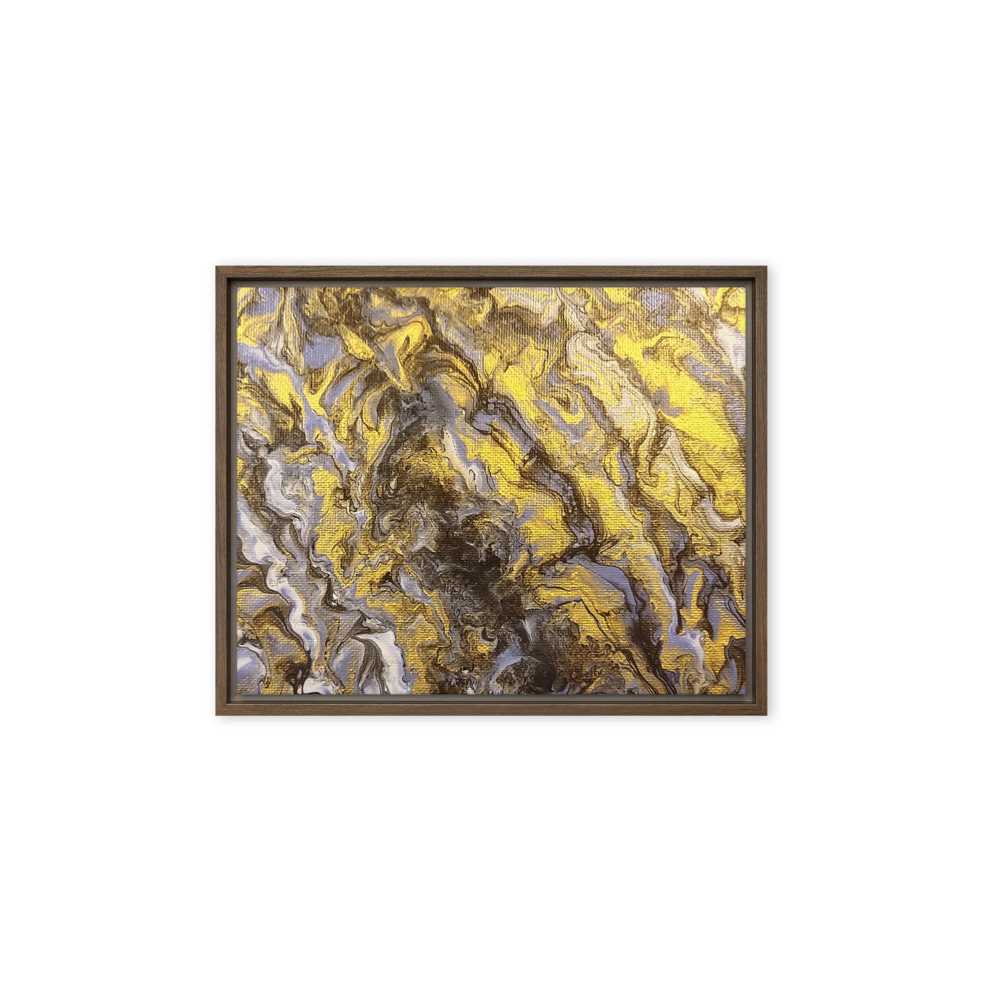 Gold Wave wall art product image as a framed canvas print in white frame, 20 x 28 inch large size