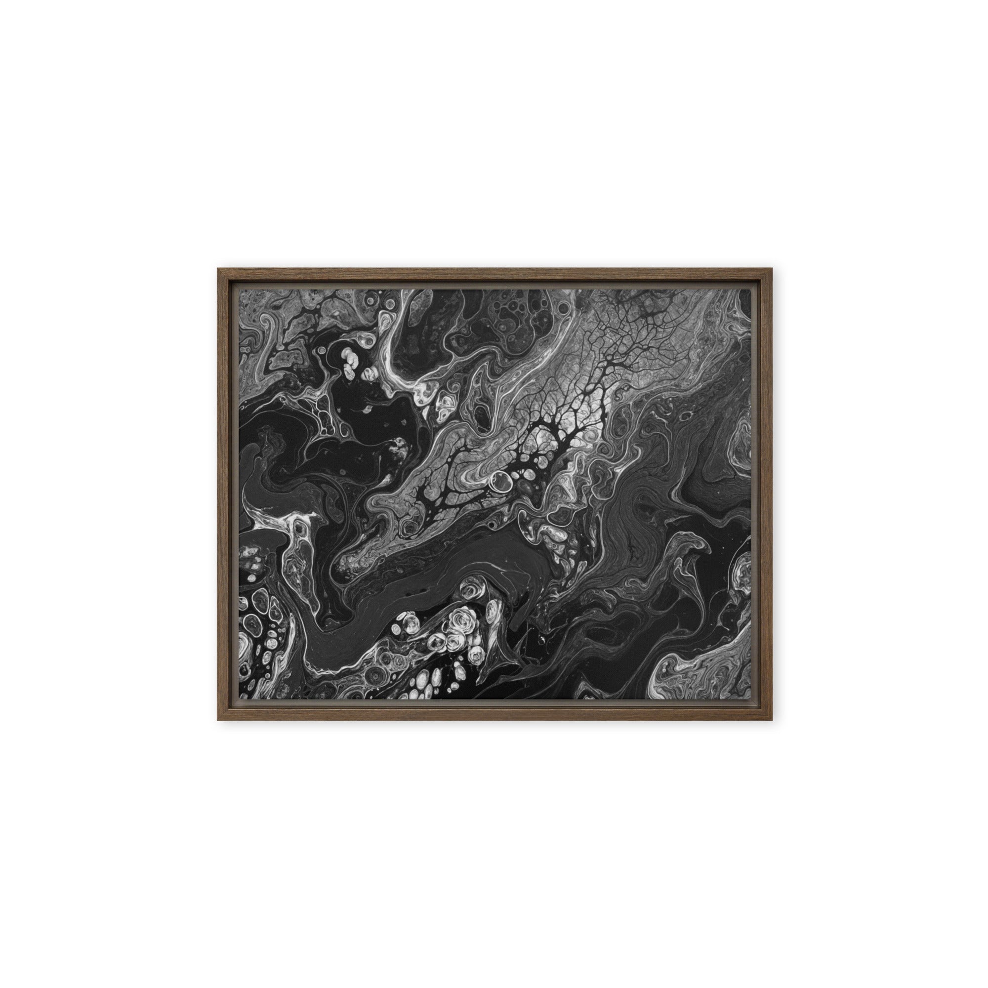 Dark Matter framed canvas print front-facing product image in black frame, 11 x 14 inch universal size