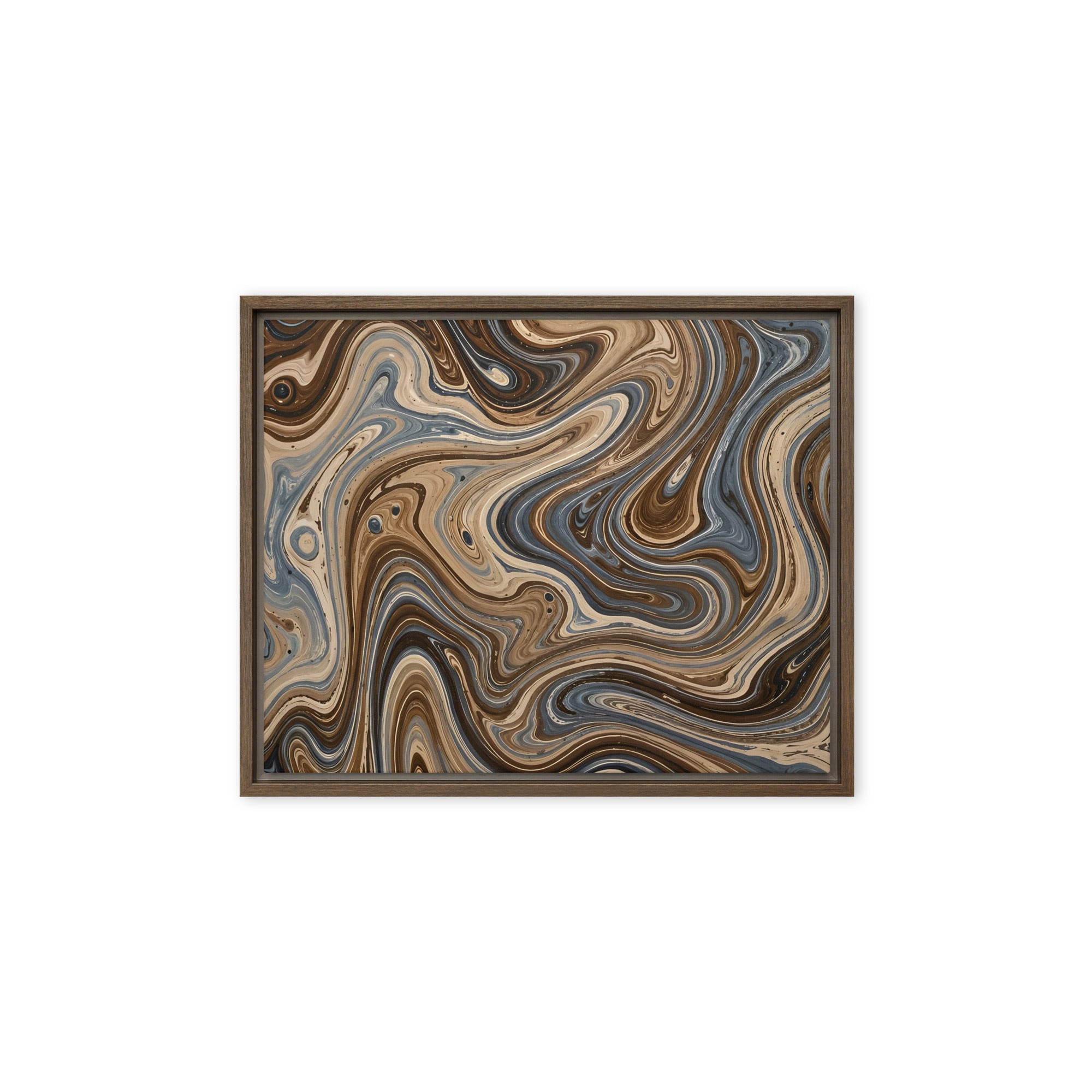 Café Mocha framed canvas print front-facing product image in black frame, 11 x 14 inch universal size
