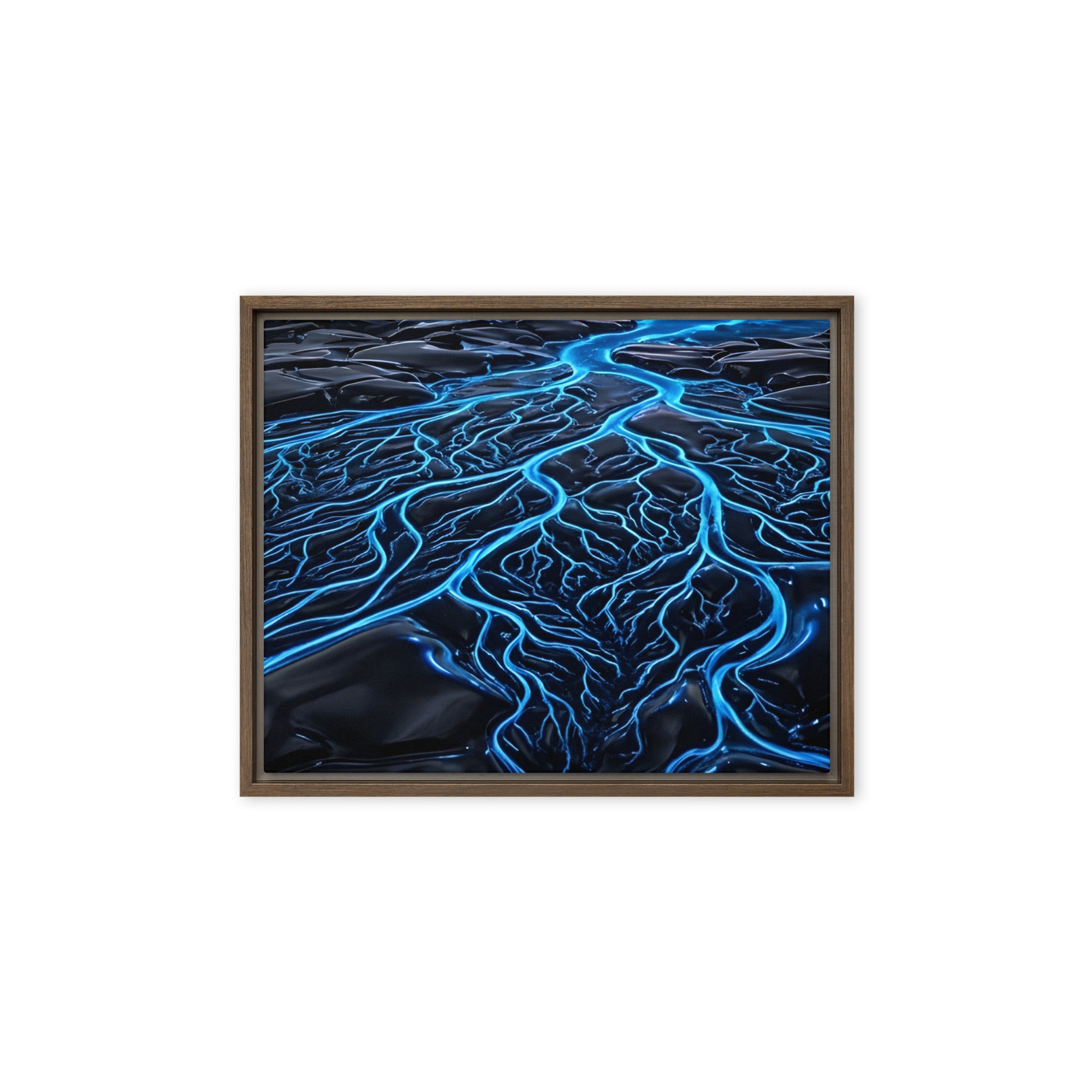 Caldera framed canvas print front-facing product image in black frame, 11 x 14 inch universal size