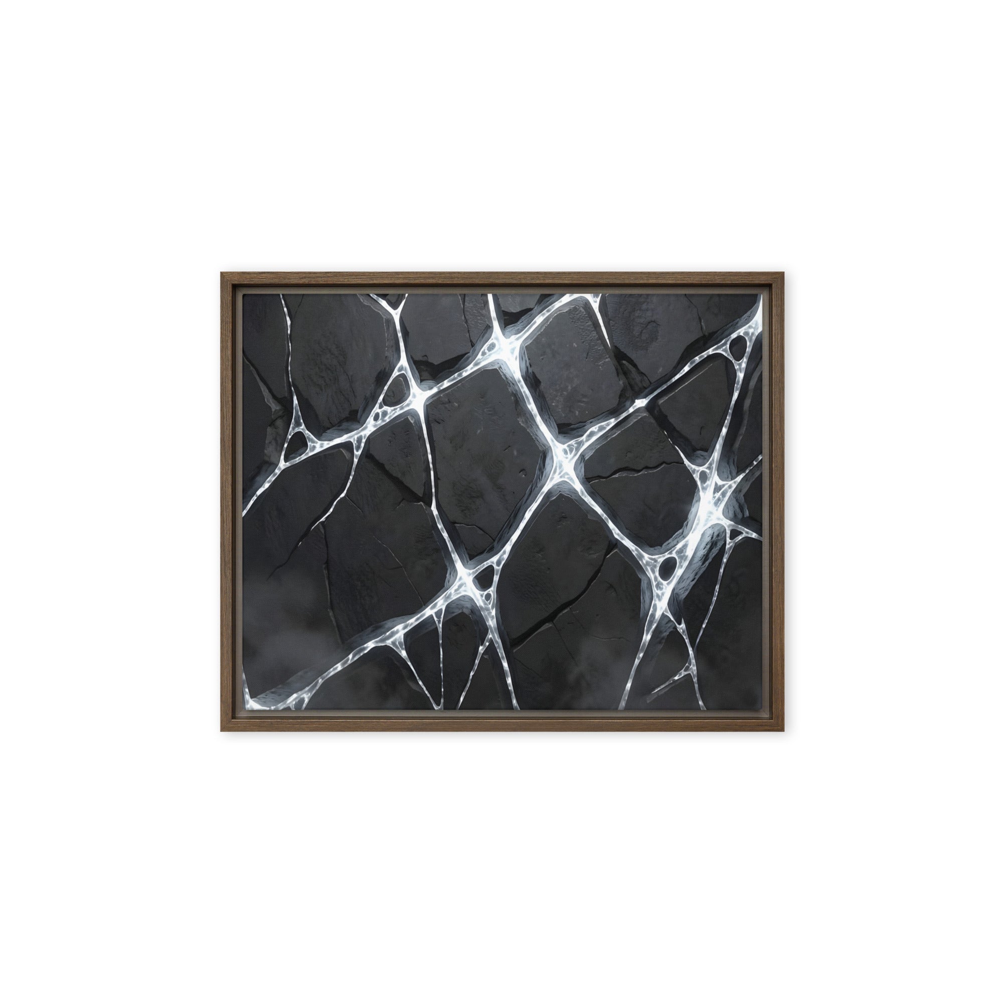 Pumice framed canvas print front-facing product image in black frame, 11 x 14 inch universal size