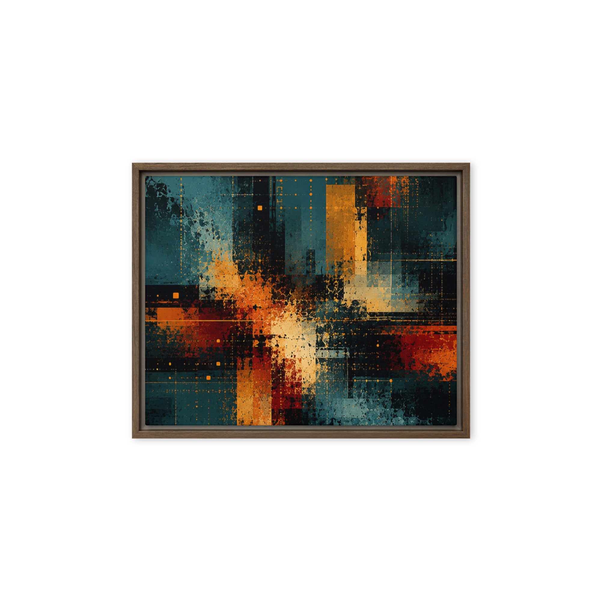 Axion wall art product image as a framed canvas print in black frame, 9 x 12 inch universal size