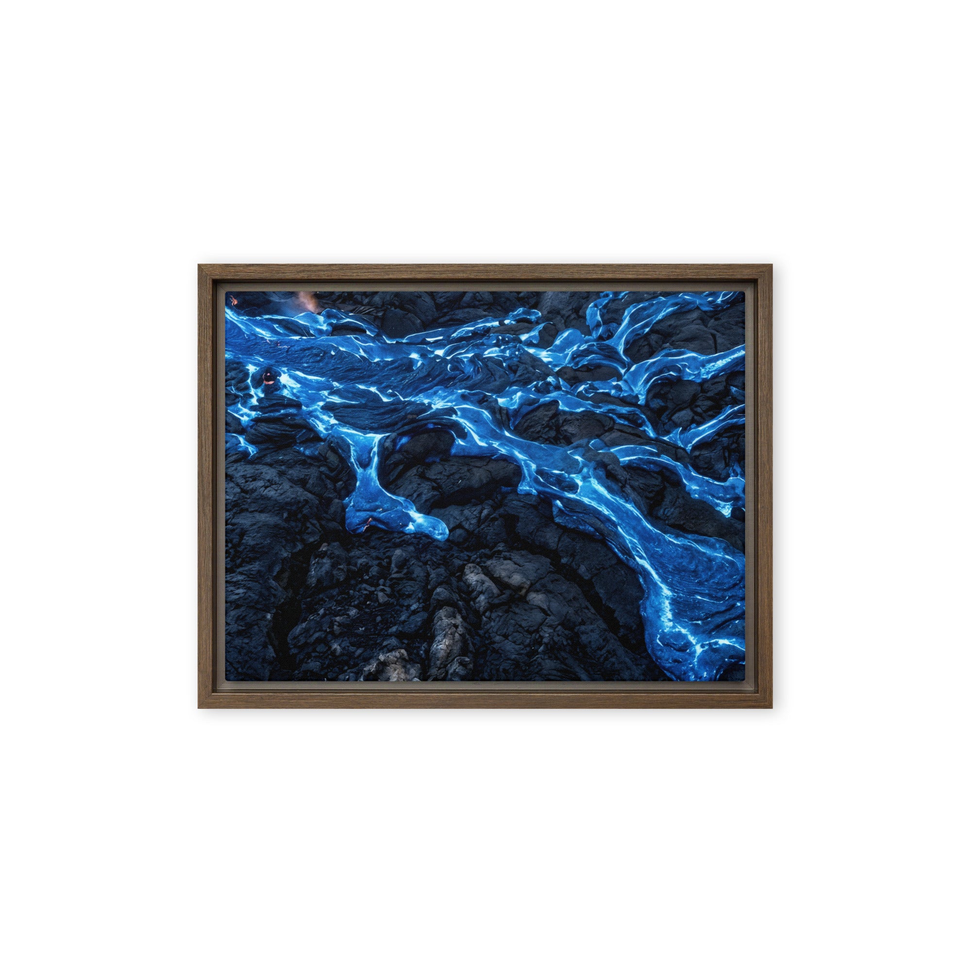 Scoria framed canvas print product mockup in black frame, 12 x 16 inch universal size