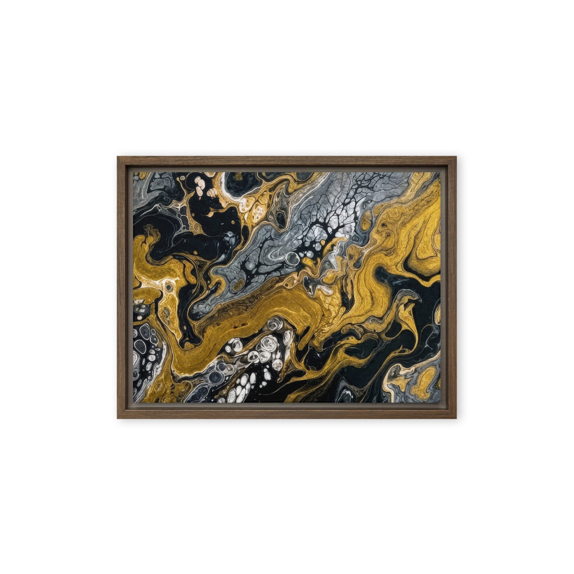 Aurum framed canvas print front-facing product image in black frame, 11 x 14 inch universal size