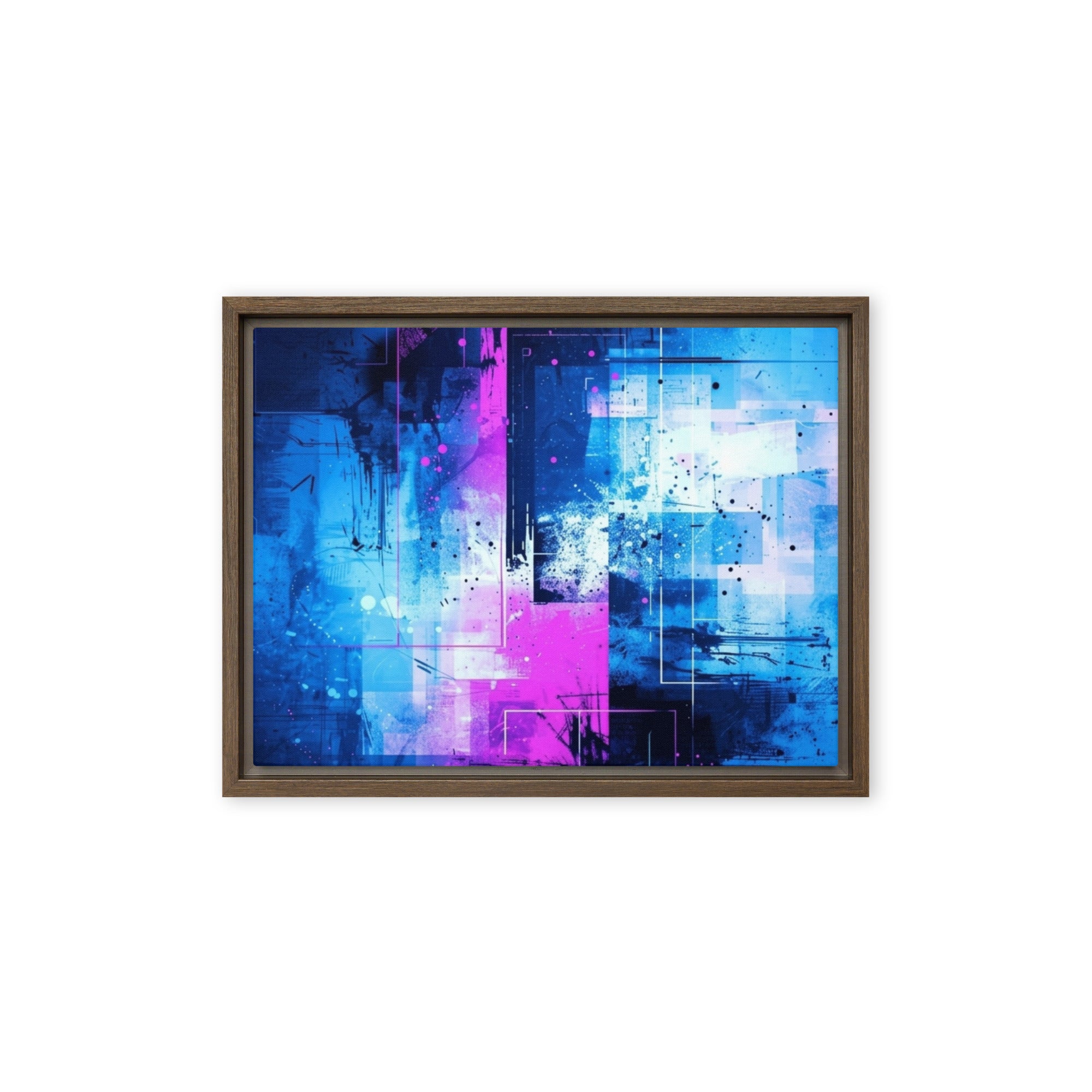 Neon framed canvas print product view in black frame, 12 x 18 inch universal size