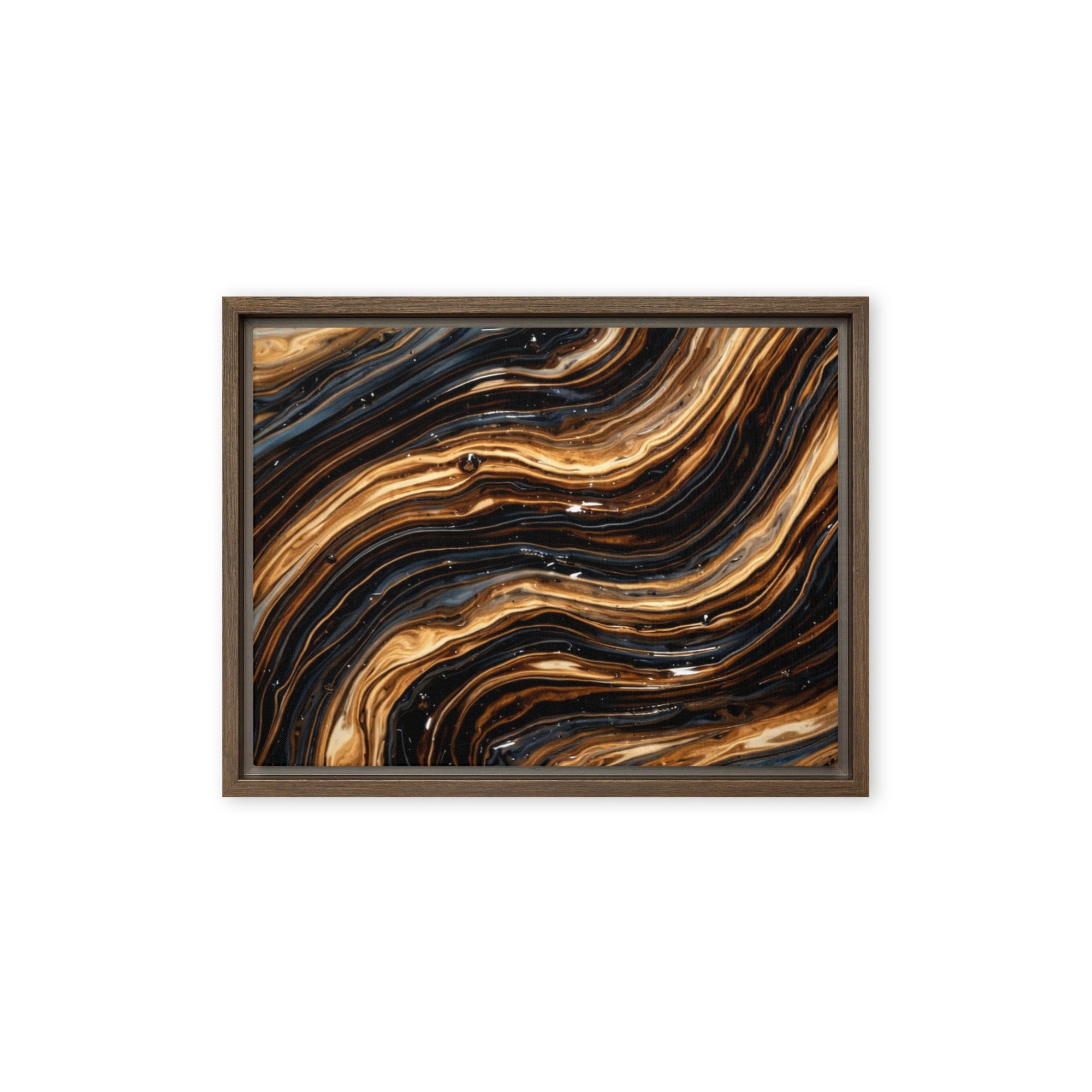 Amber framed canvas print product view in black frame, 12 x 18 inch universal size