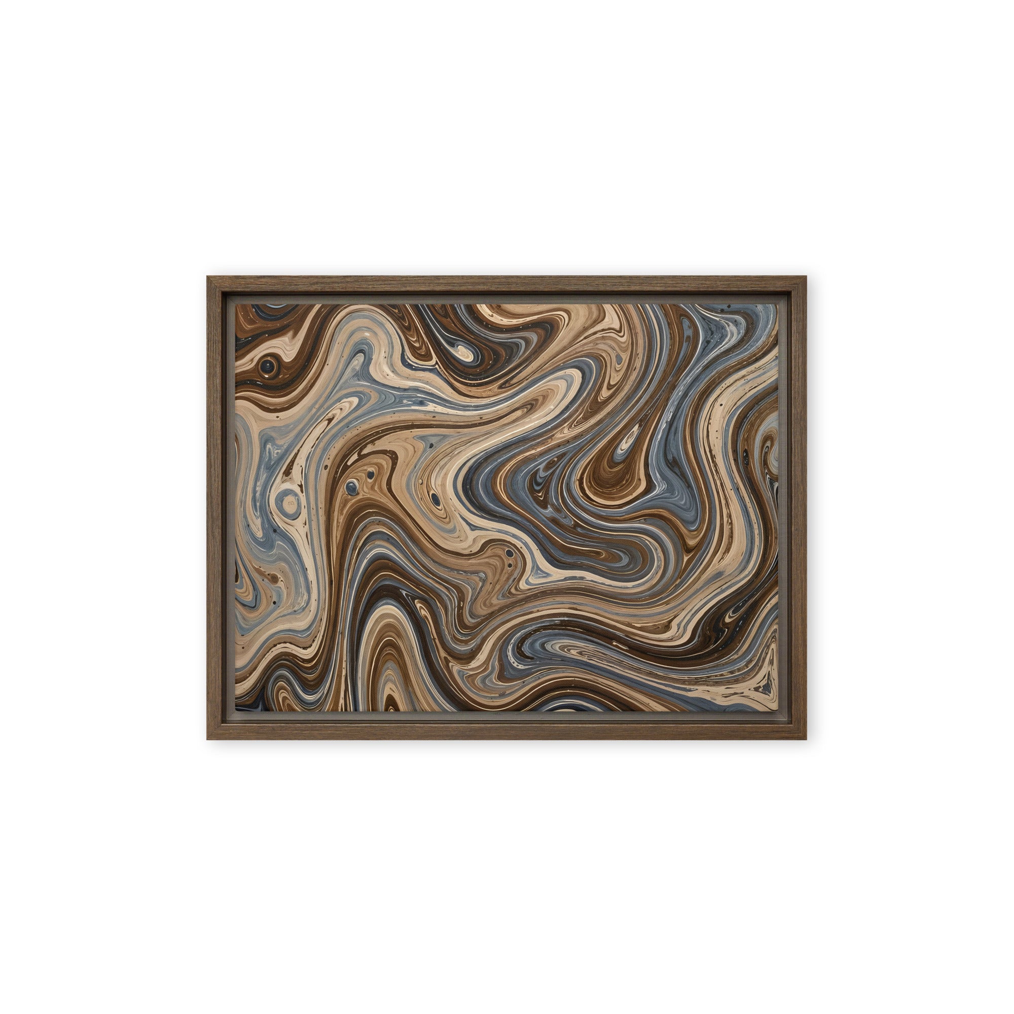 Café Mocha framed canvas print product view in black frame, 12 x 18 inch universal size