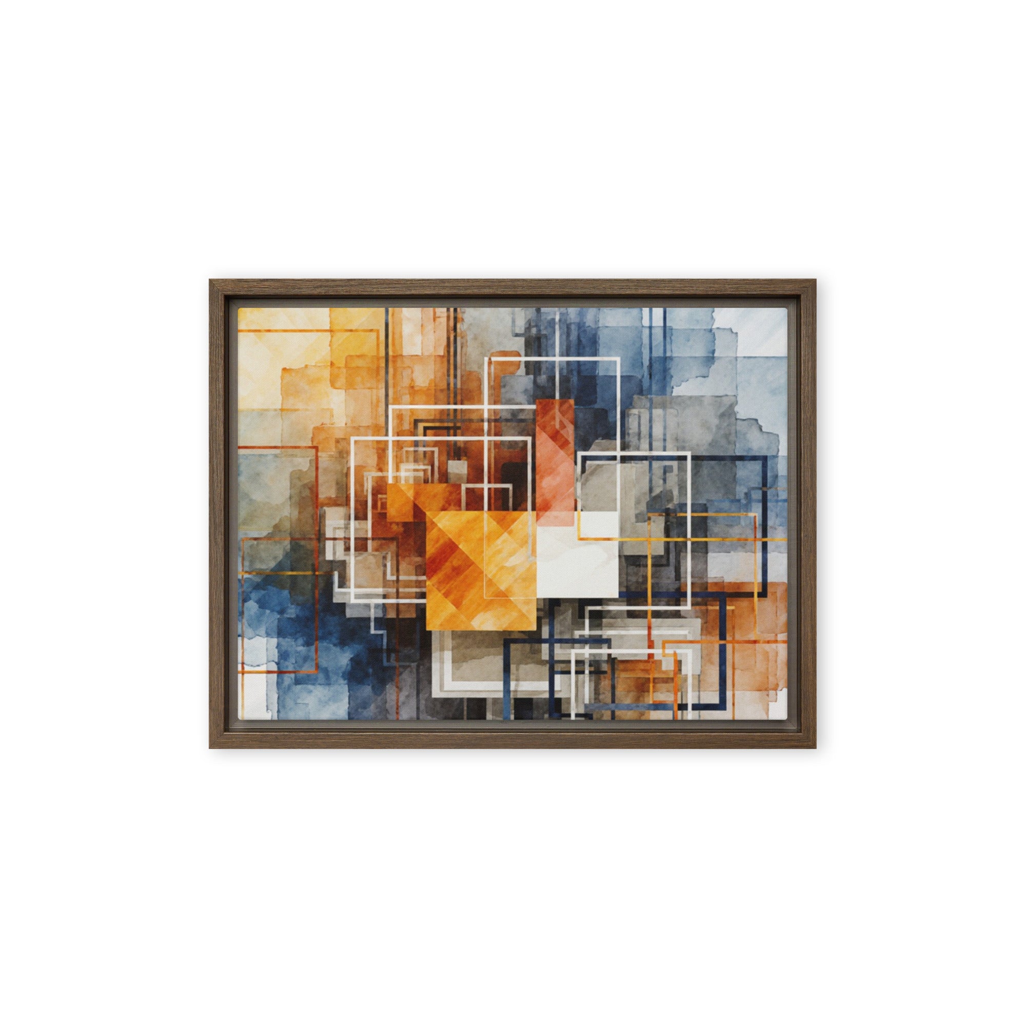 Reticle framed canvas print product mockup in black frame, 12 x 16 inch universal size