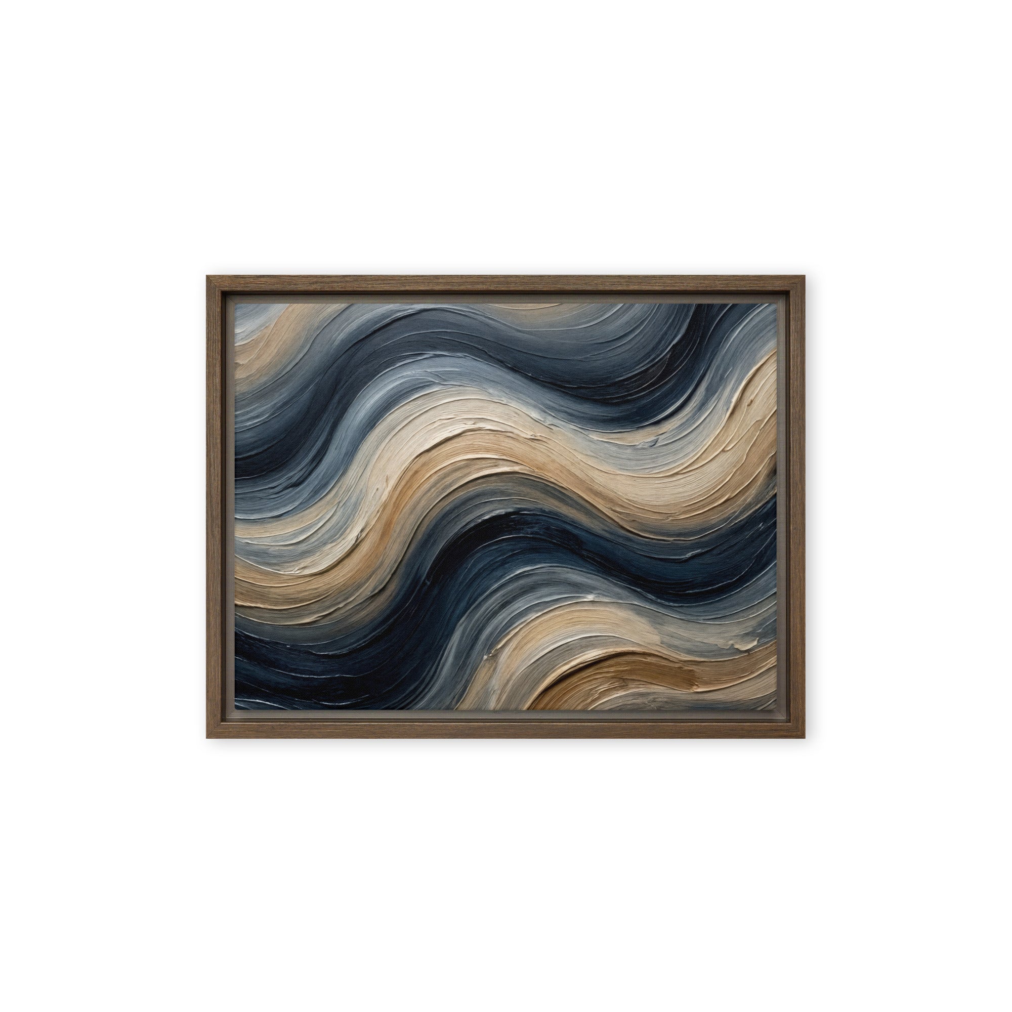 Conform framed canvas print product view in black frame, 12 x 18 inch universal size