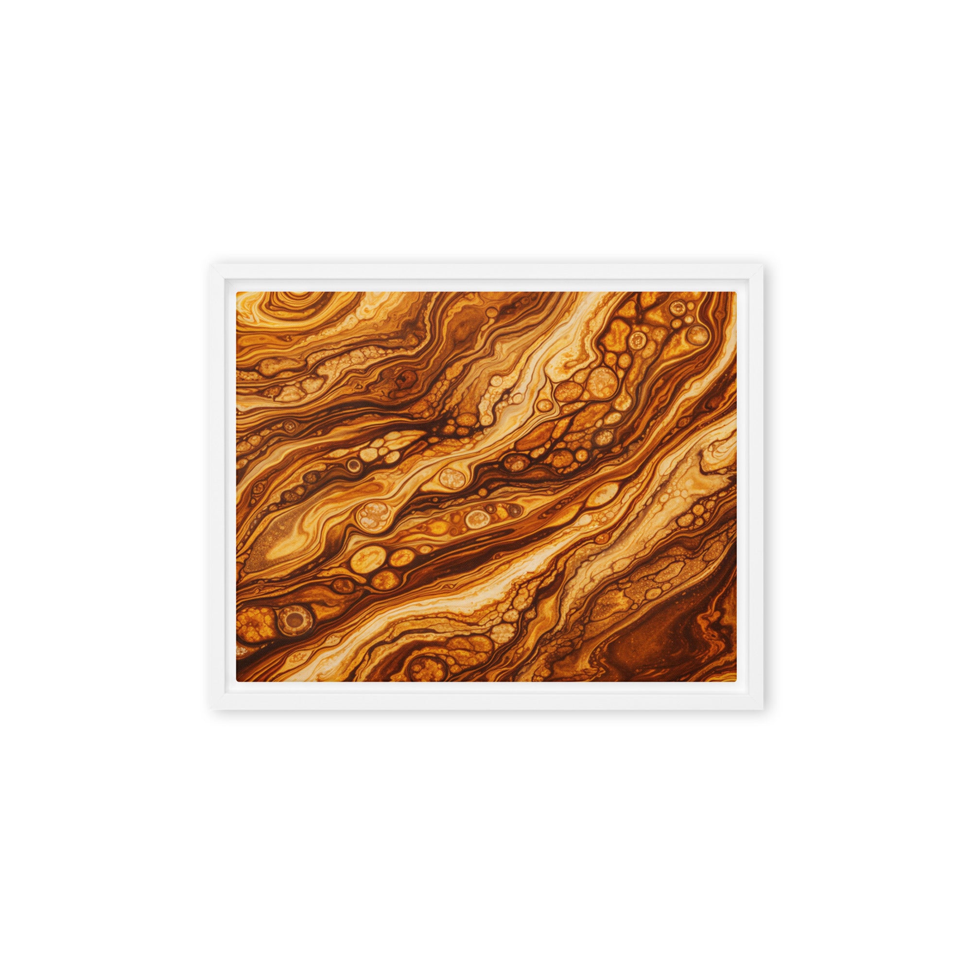 Molten Cells framed canvas print wall display image in black frame, 12 x 18 inch universal size