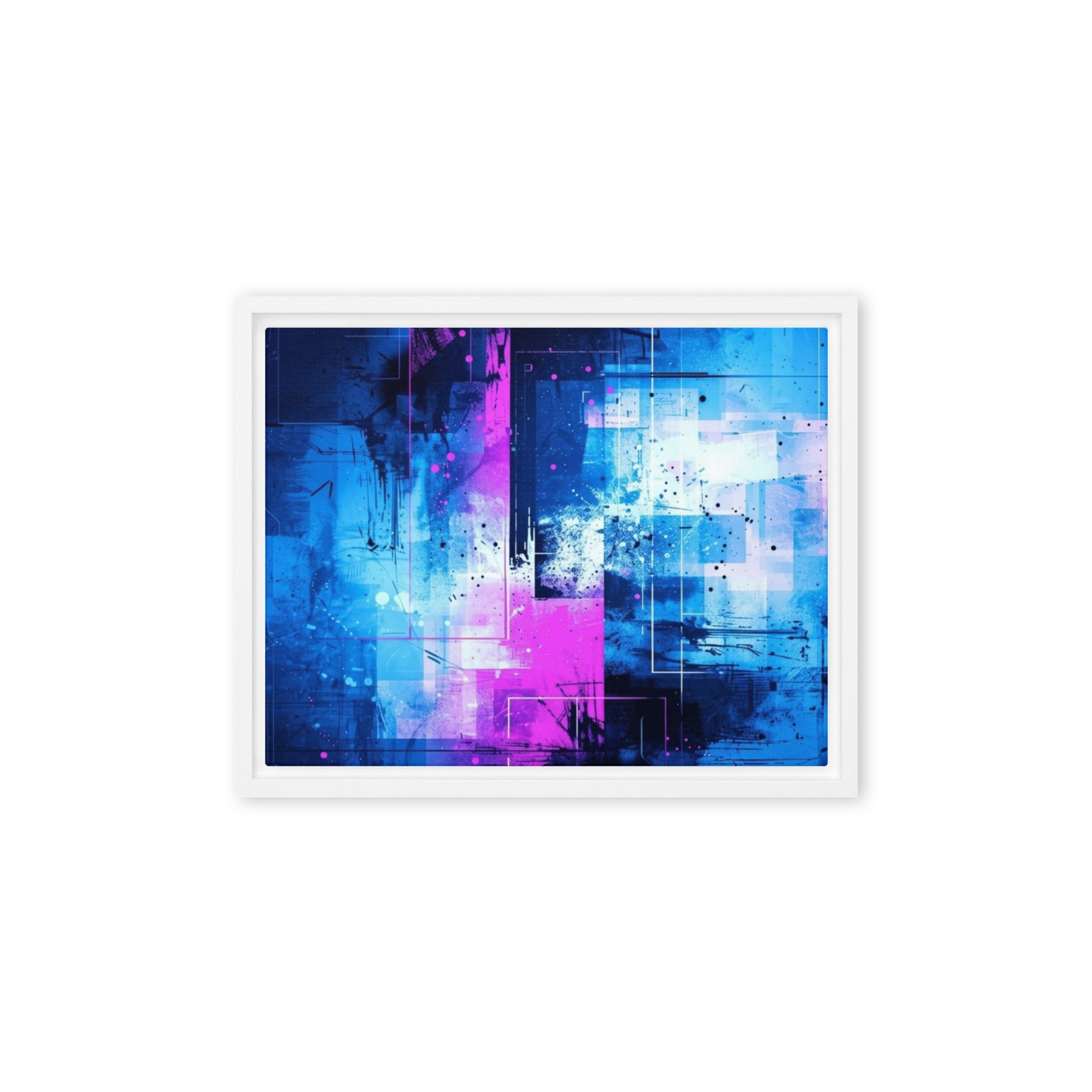 Neon framed canvas print product image in black frame, 20 x 28 inch large size
