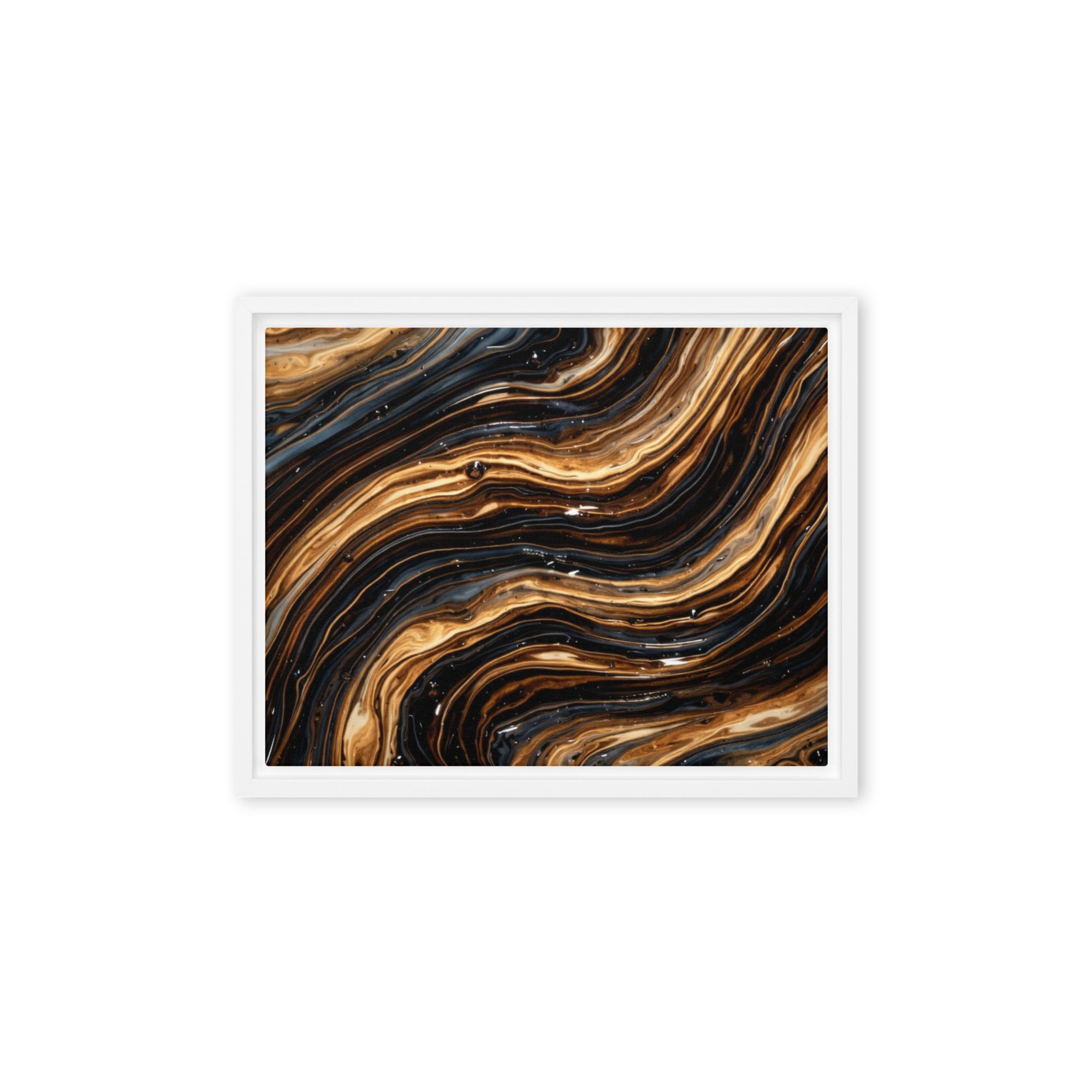 Amber framed canvas print product image in black frame, 20 x 28 inch large size