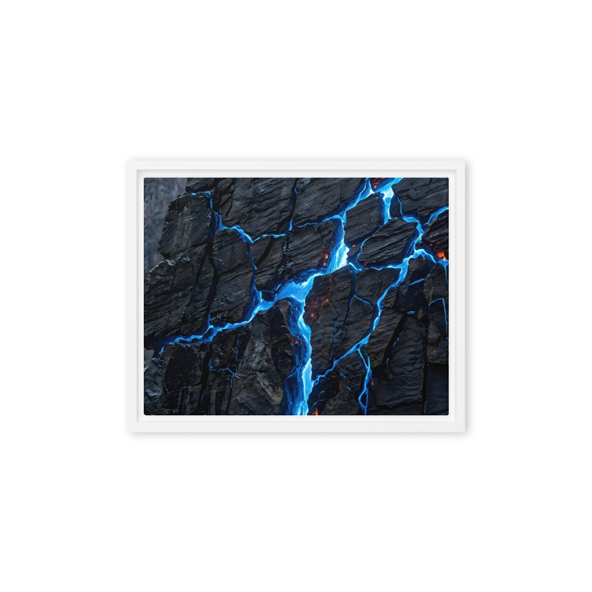 Xenolith framed canvas print shown in front view in black frame, 20 x 30 inch large size