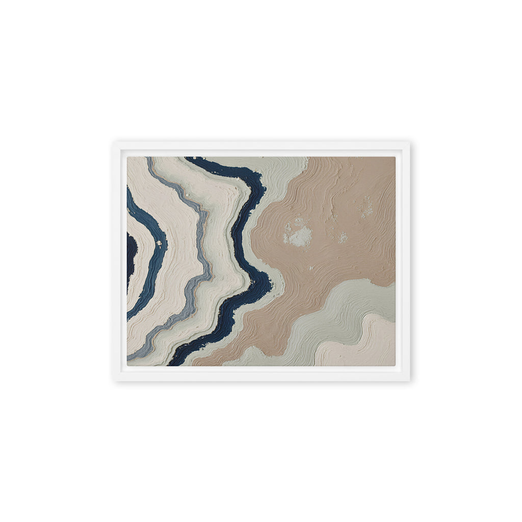 Karst framed canvas artwork with limestone-like textures and deep charcoal shadows, shown on white.