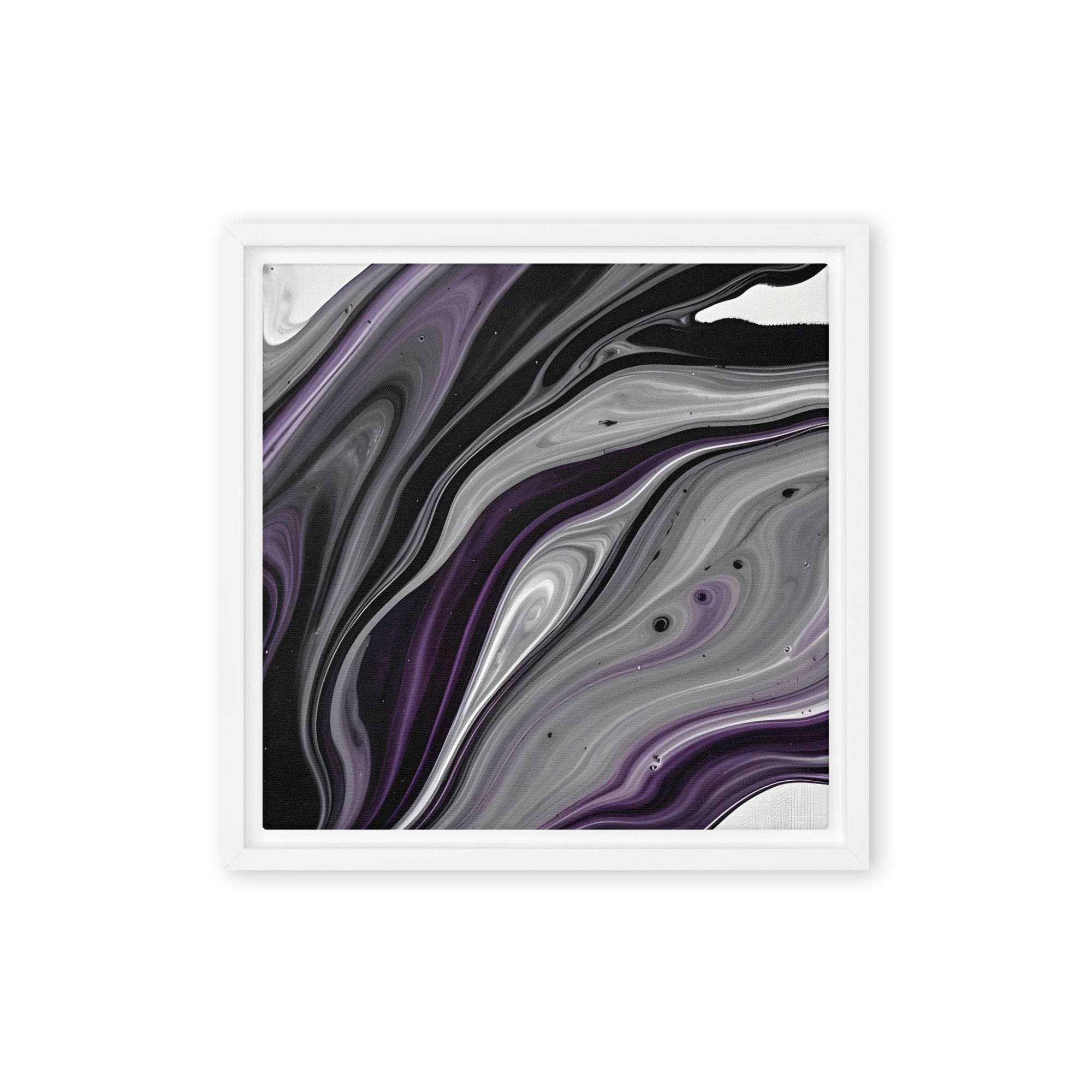 Amethyst Flow wall art product image as a framed canvas print in black frame, 24 x 32 inch large size