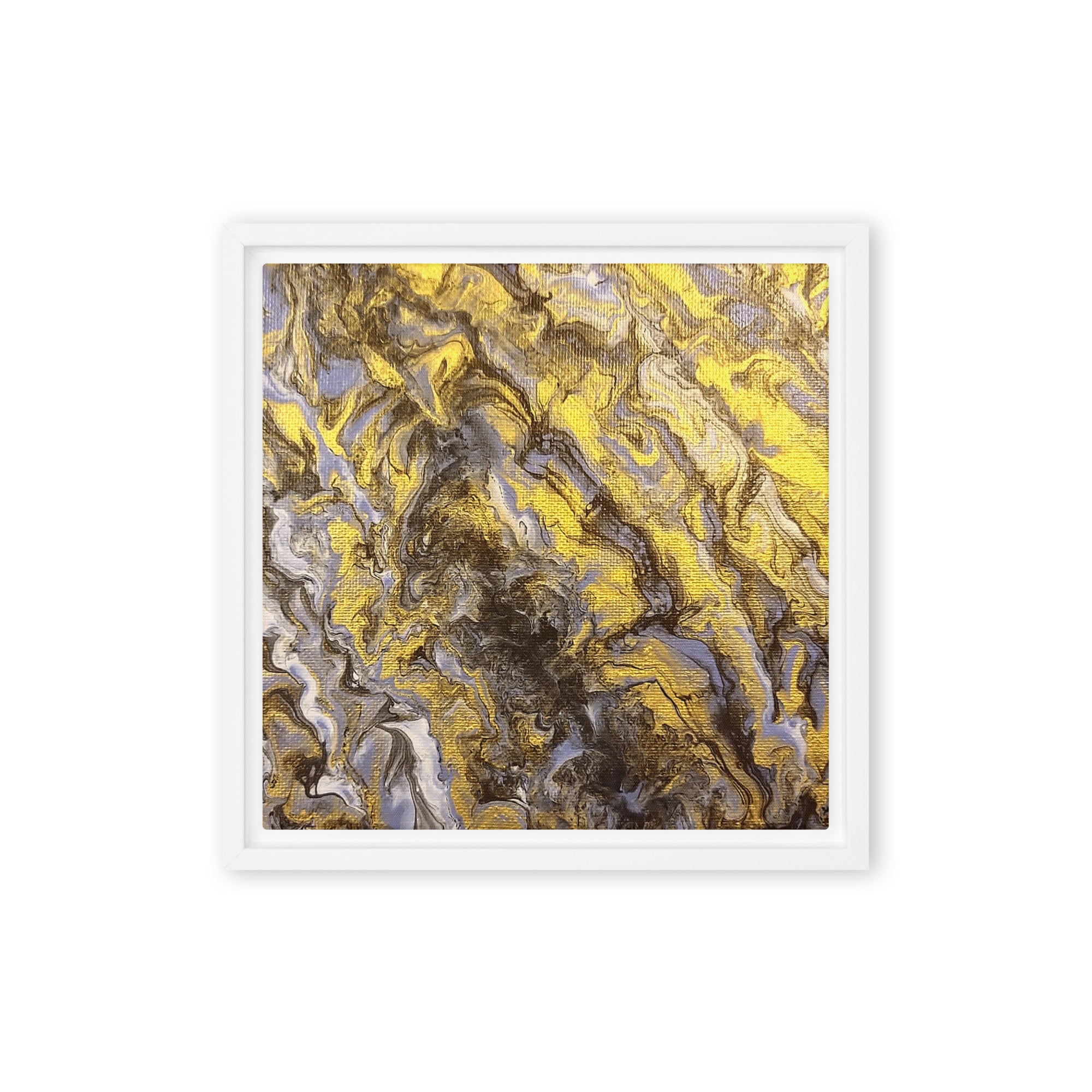 Gold Wave framed canvas print product image in black frame, 20 x 28 inch large size