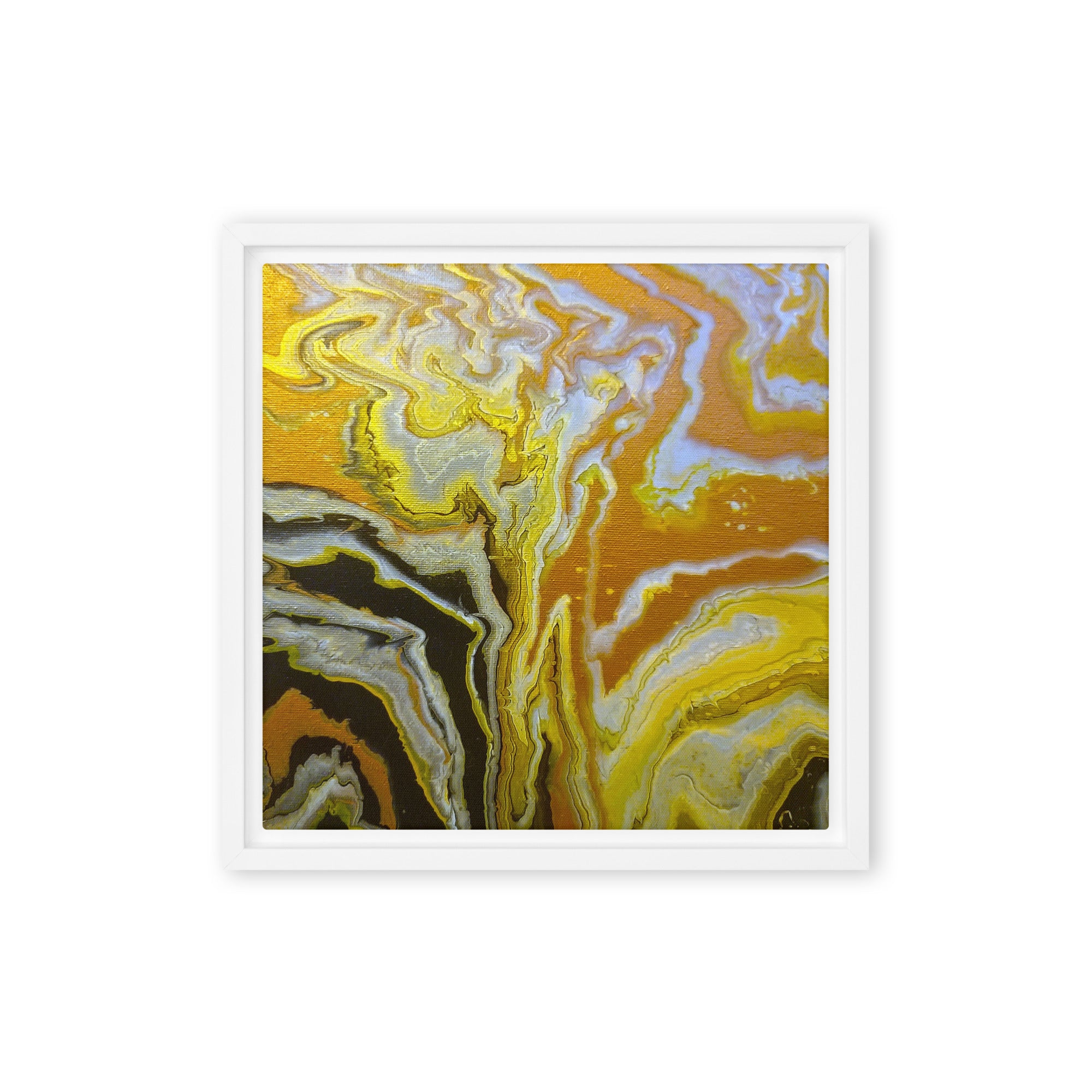 Golden Surge framed canvas print front-facing product image in black frame, 24 x 36 inch statement piece