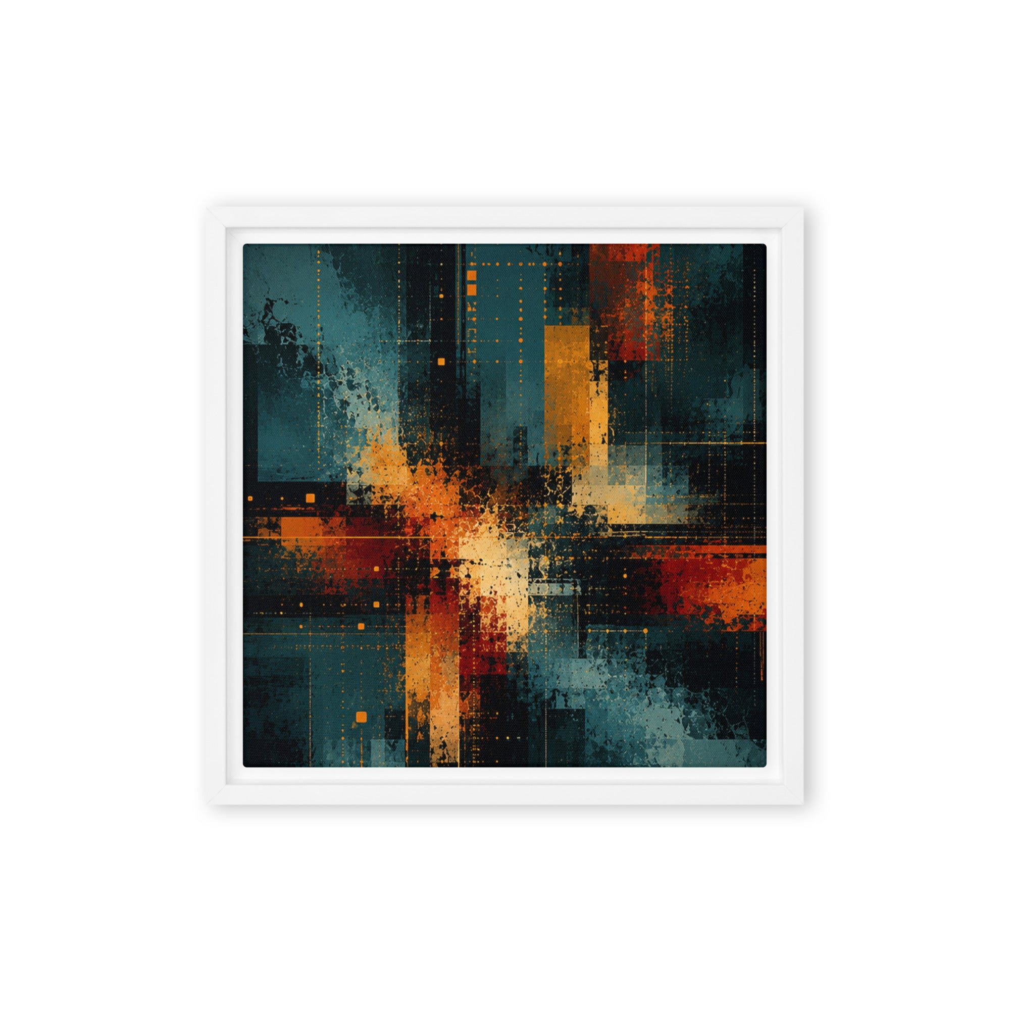 Axion wall art product image as a framed canvas print in black frame, 24 x 32 inch large size