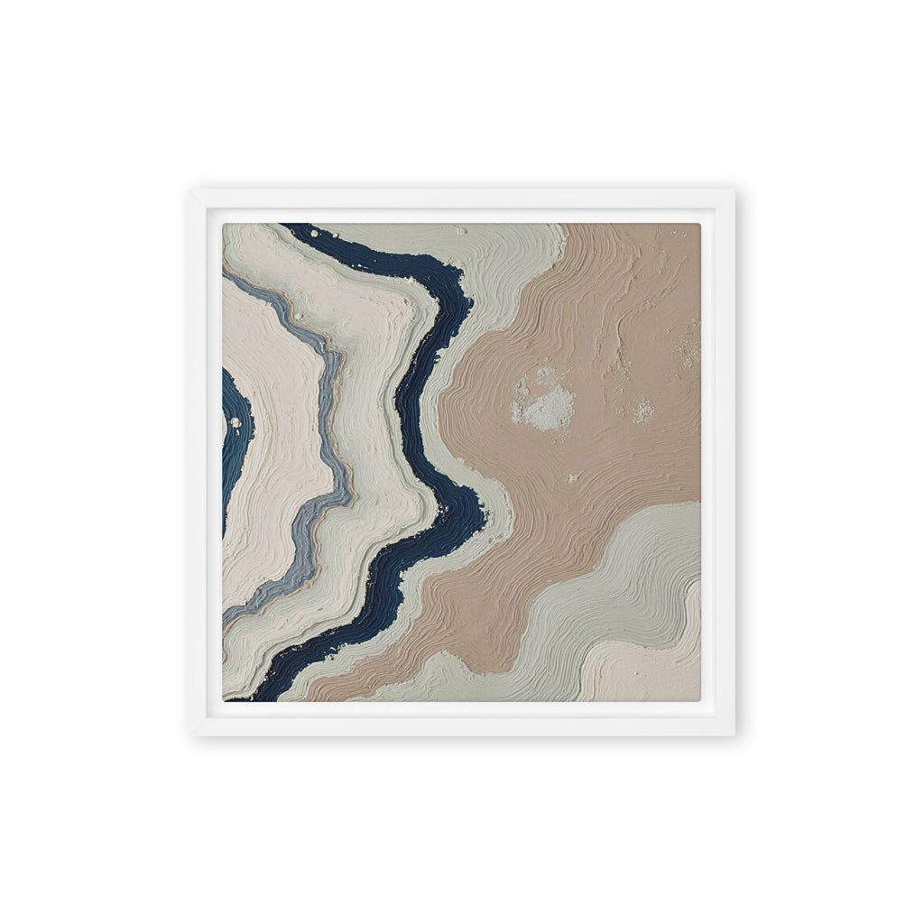 Karst framed canvas artwork with limestone-like textures and deep charcoal shadows, shown on white.