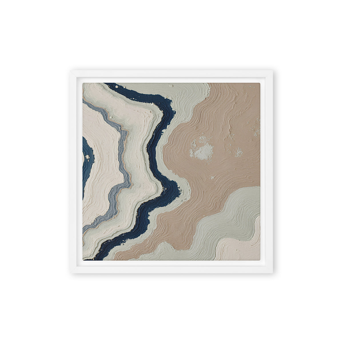 Karst framed canvas artwork with limestone-like textures and deep charcoal shadows, shown on white.