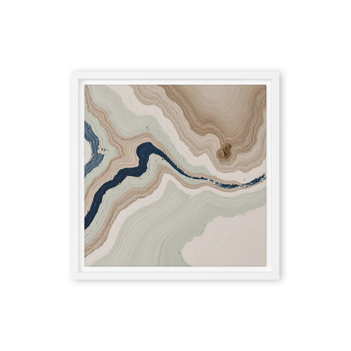 Terrace framed canvas artwork with stepped stone-like shelves and warm mineral gradients, shown on white.