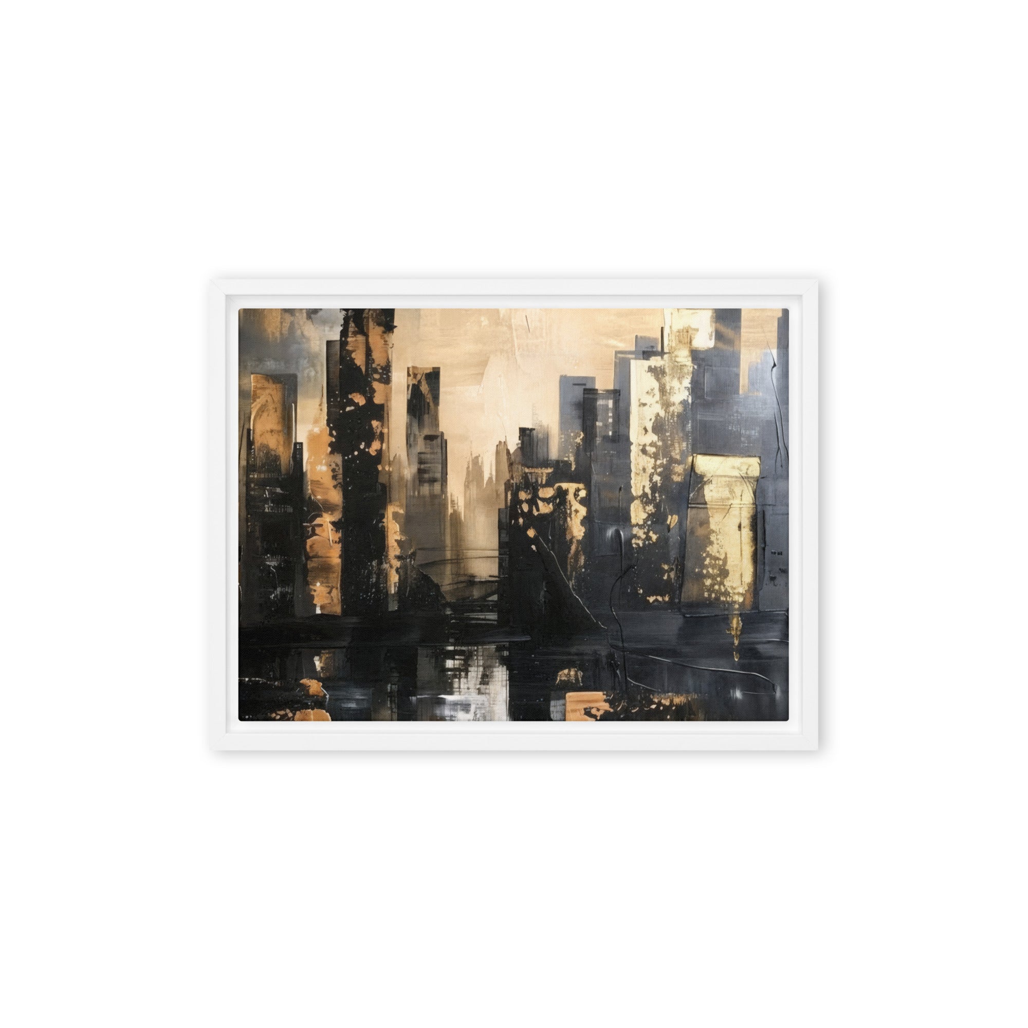 Sommet framed canvas skyline wall display image in black frame, 16 x 20 inch universal size
