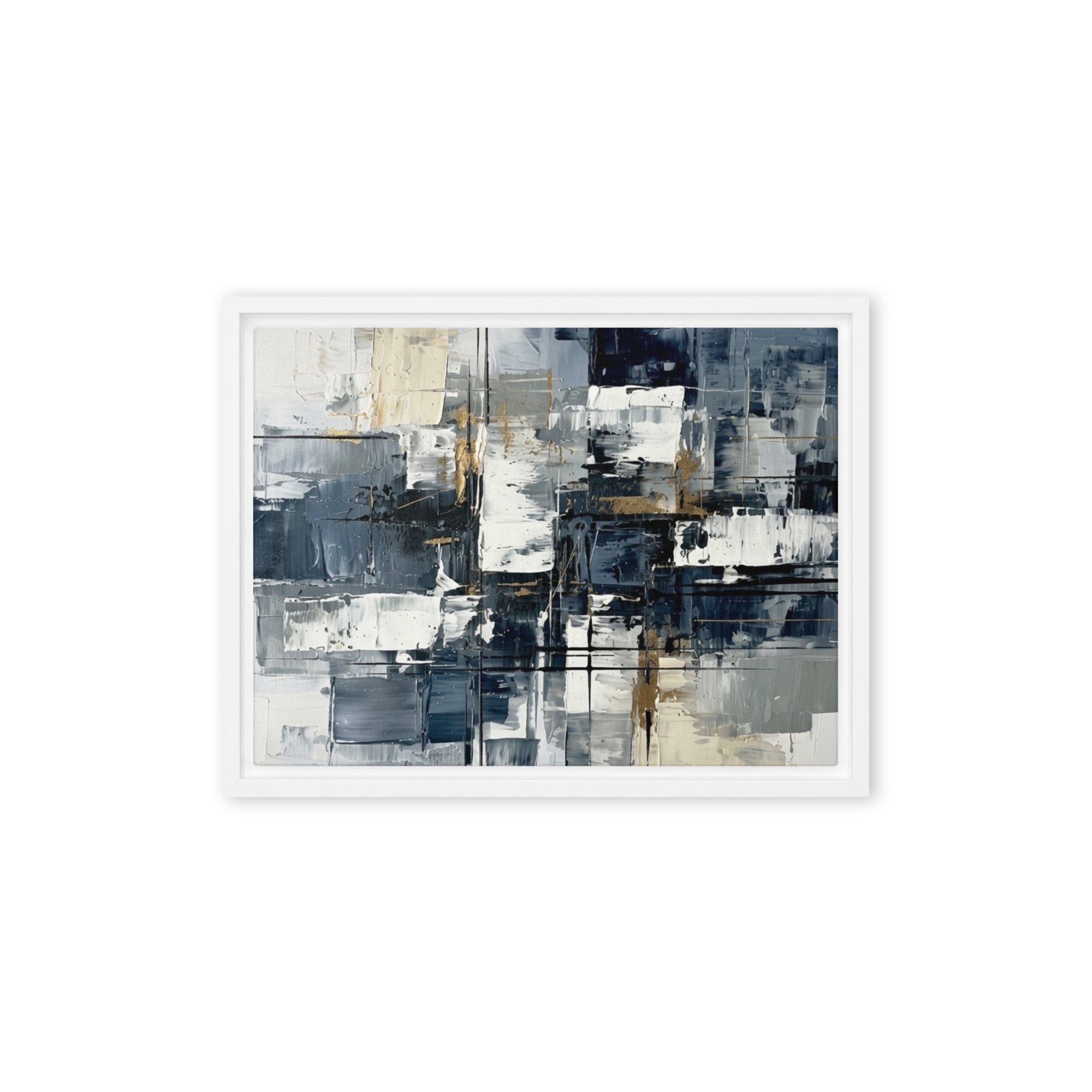 Calamity framed canvas urban front-facing product image in black frame, 16 x 16 inch universal size