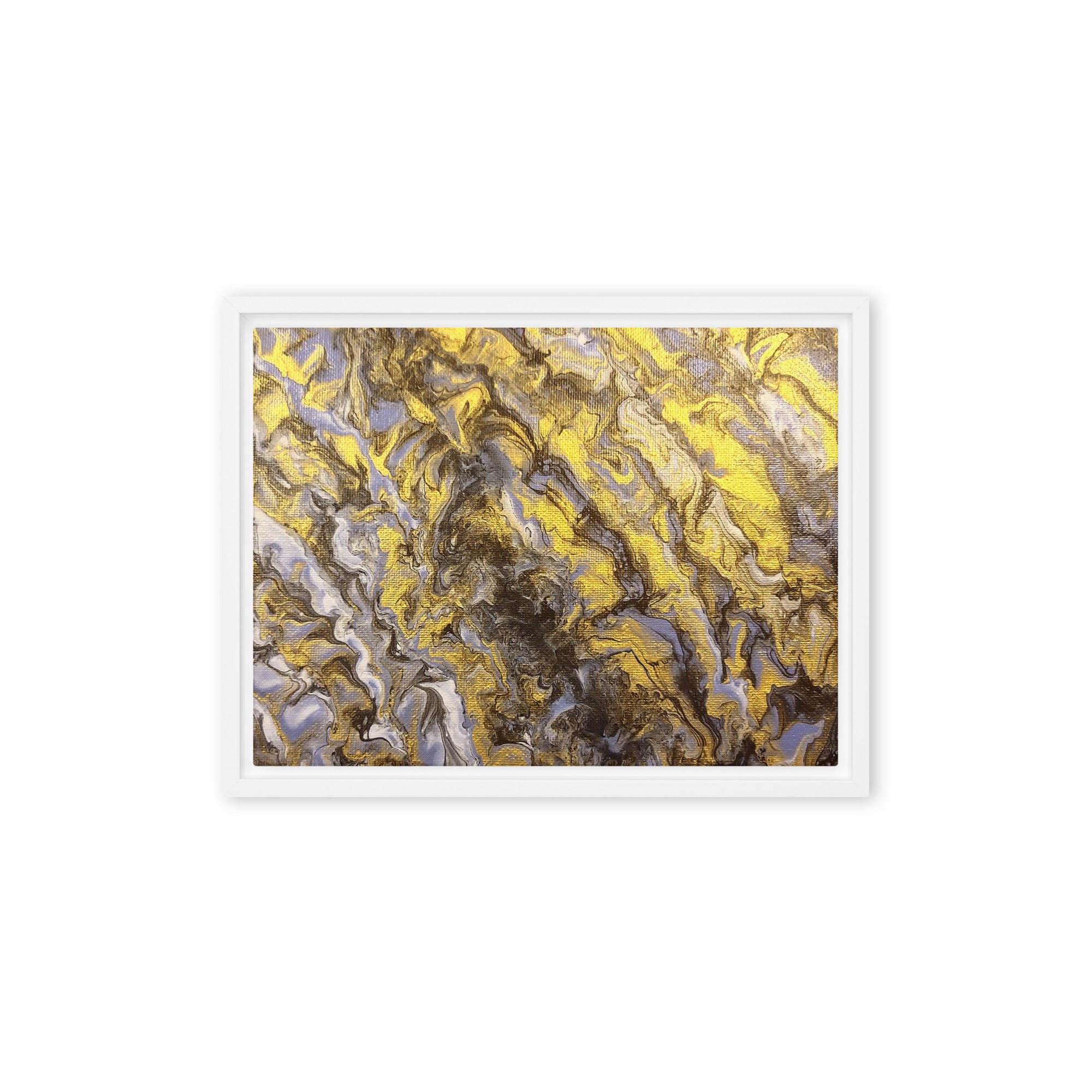 Gold Wave framed canvas print front-facing product image in brown frame, 9 x 12 inch universal size