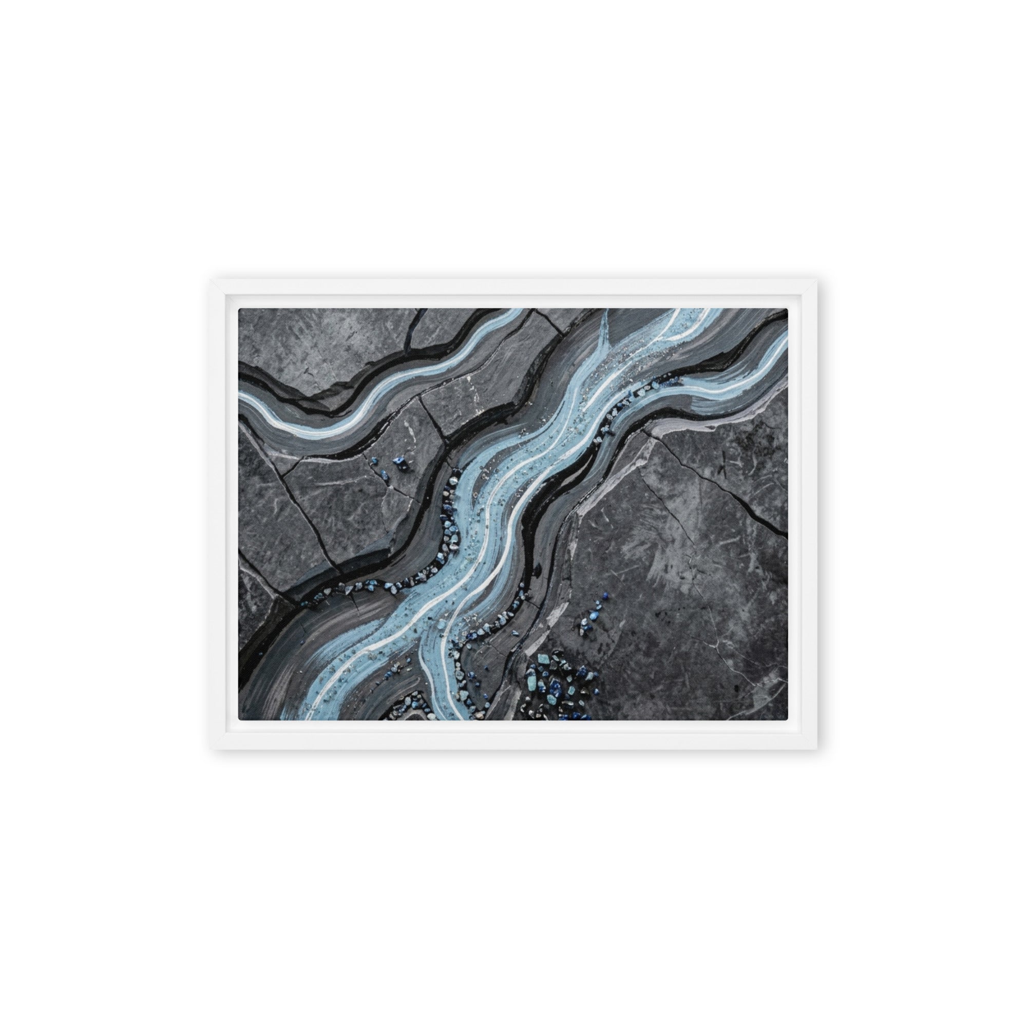 Viscosity framed canvas print image for product listing in brown frame, 12 x 12 inch universal size