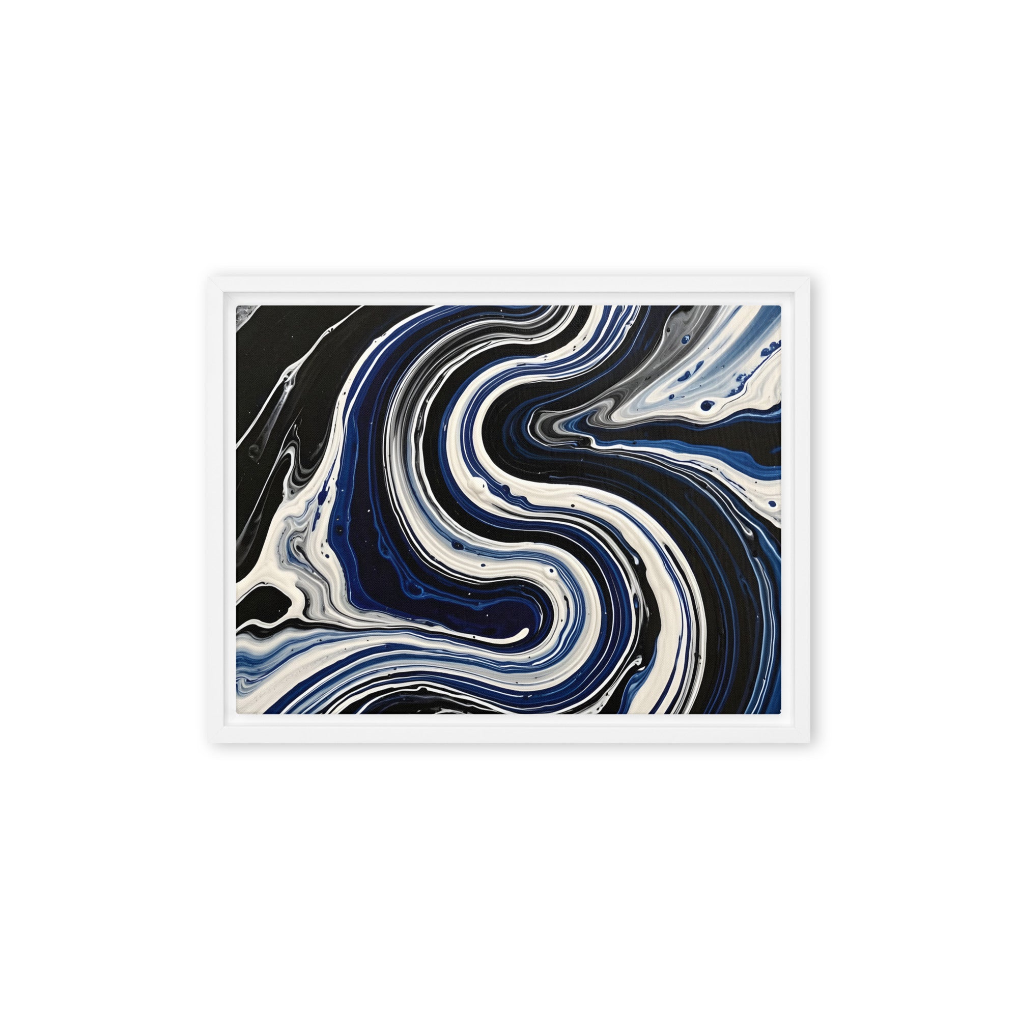 Midnight Surge framed canvas print product view in brown frame, 11 x 14 inch universal size