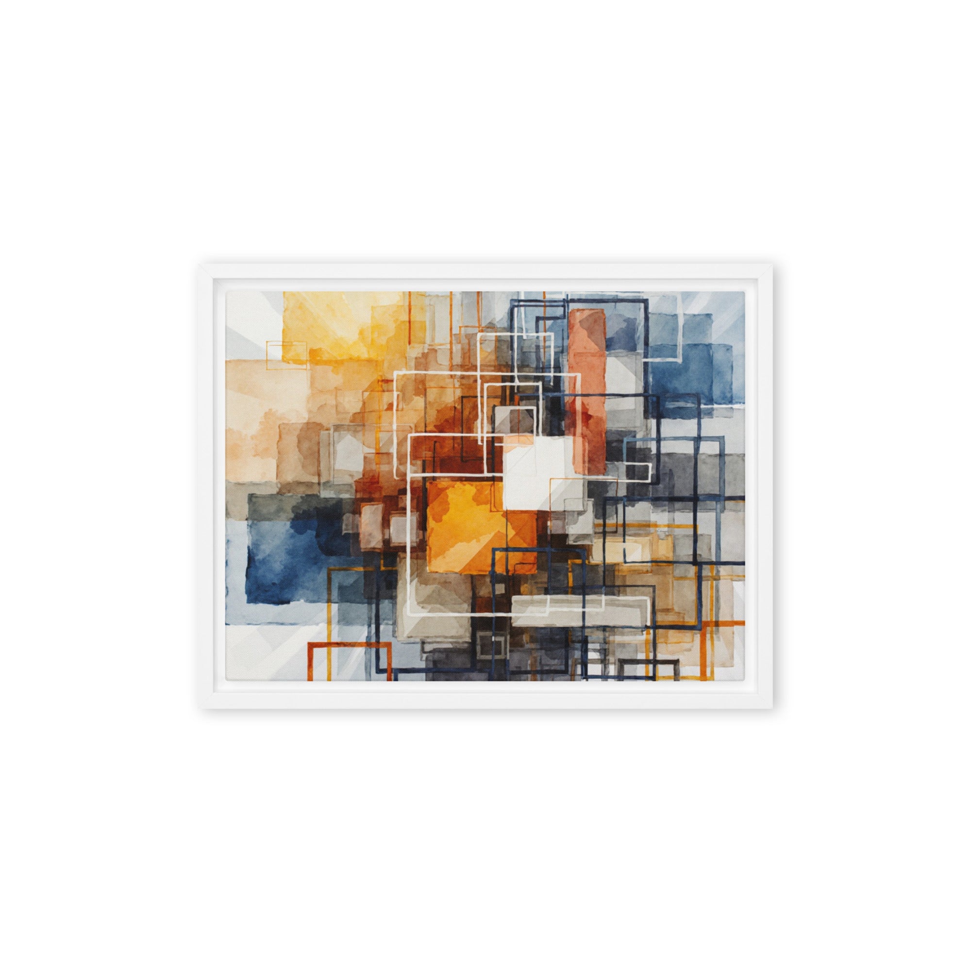 Plinth framed canvas print product view in brown frame, 11 x 14 inch universal size