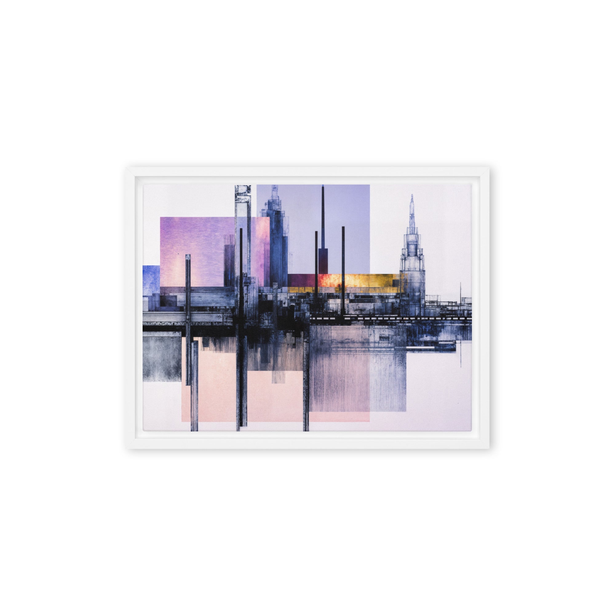 Escapes framed canvas print product mockup in brown frame, 9 x 12 inch universal size