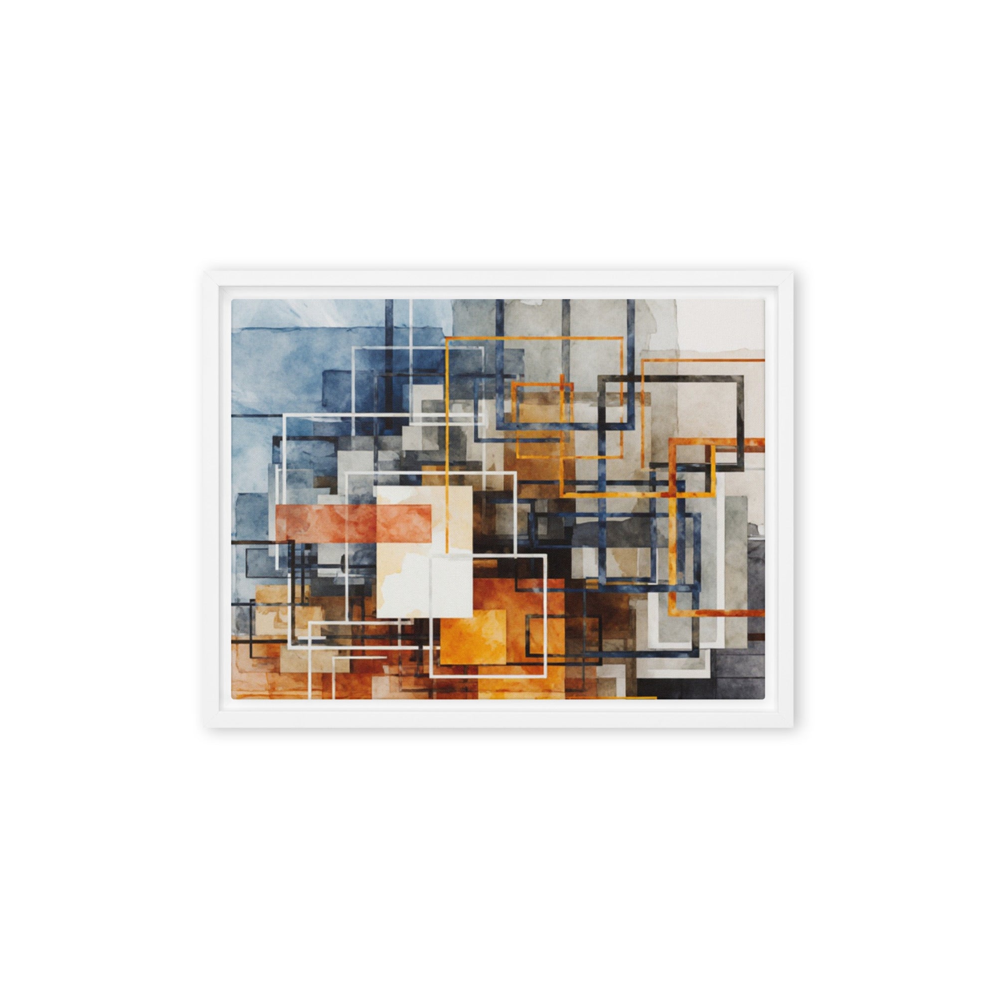 Stratum framed canvas print product view in brown frame, 11 x 14 inch universal size