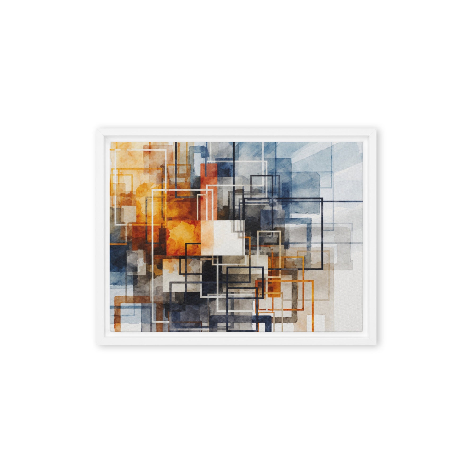Tessera framed canvas print product mockup in brown frame, 9 x 12 inch universal size