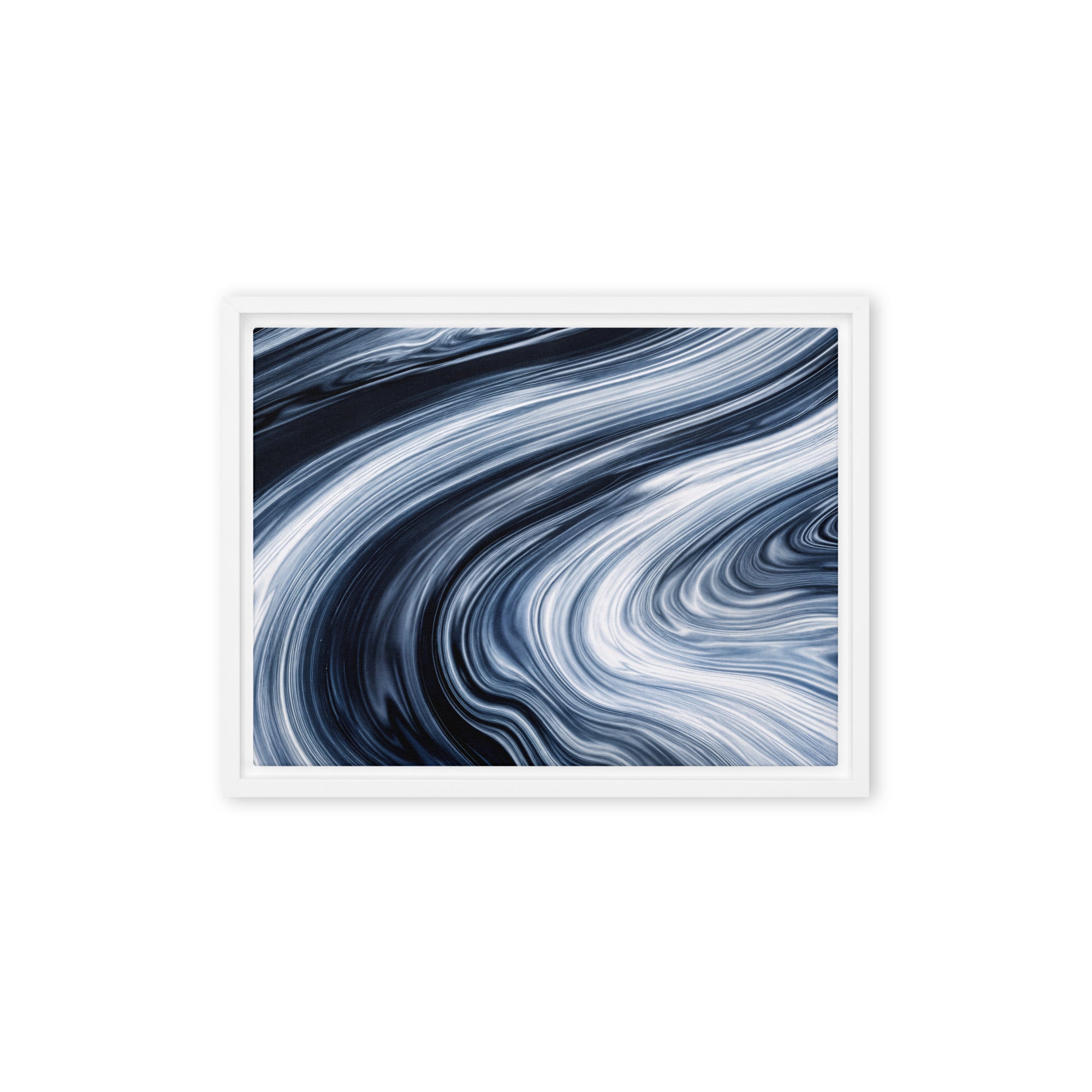 Vortex framed canvas print product mockup in brown frame, 9 x 12 inch universal size