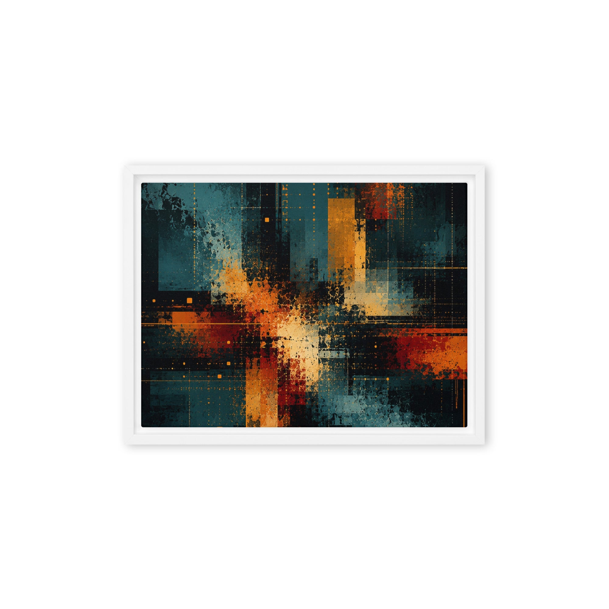 Axion framed canvas print product mockup in brown frame, 9 x 12 inch universal size