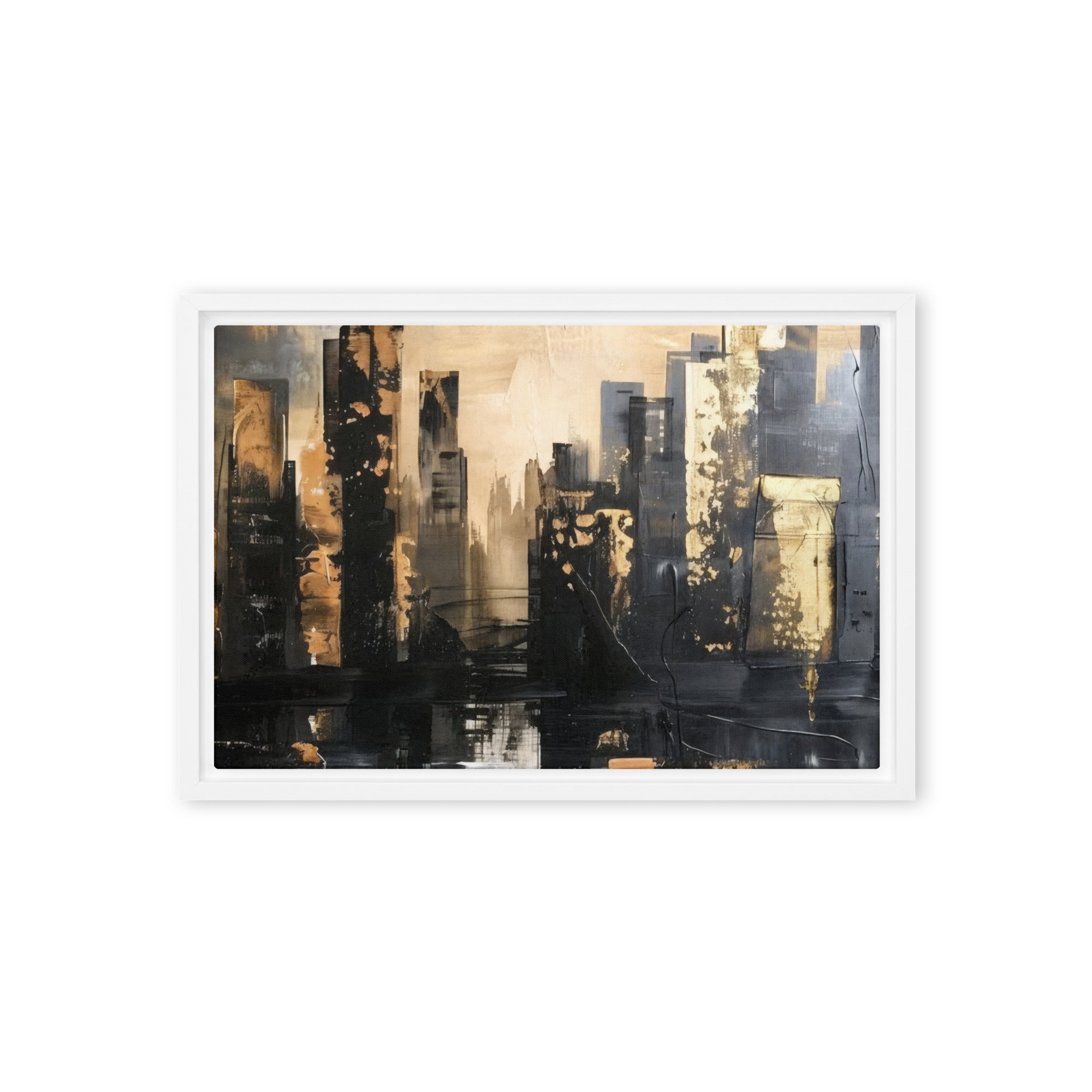 Sommet framed canvas skyline image for product listing in black frame, 20 x 30 inch large size