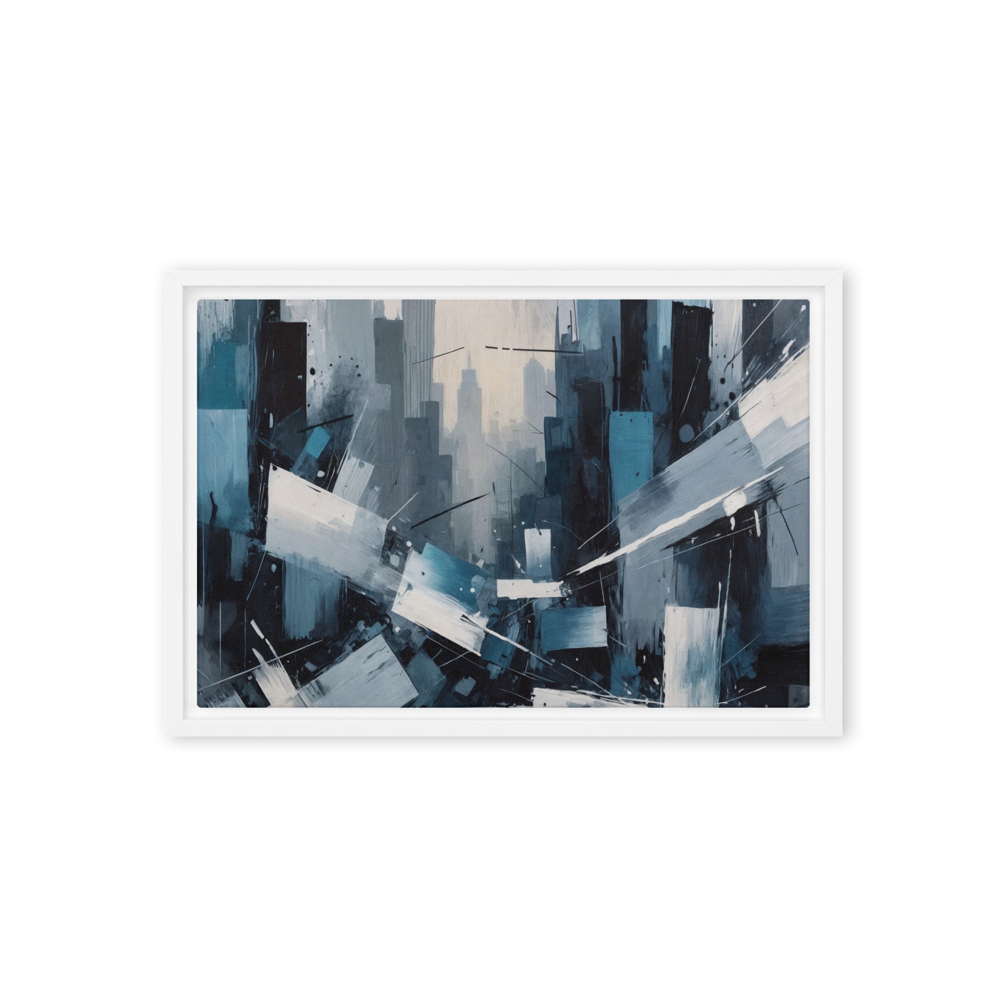 Zephyr framed canvas skyline product image in brown frame, 8 x 10 inch universal size