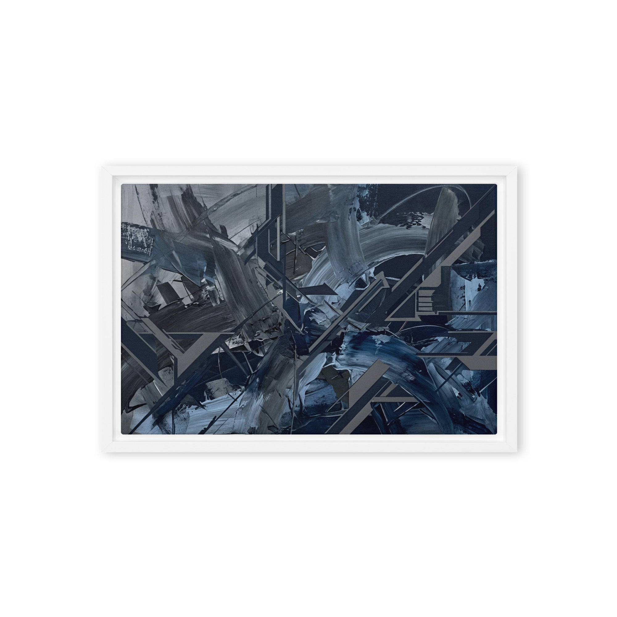 Torrent framed canvas urban product image in black frame, 24 x 36 inch statement piece