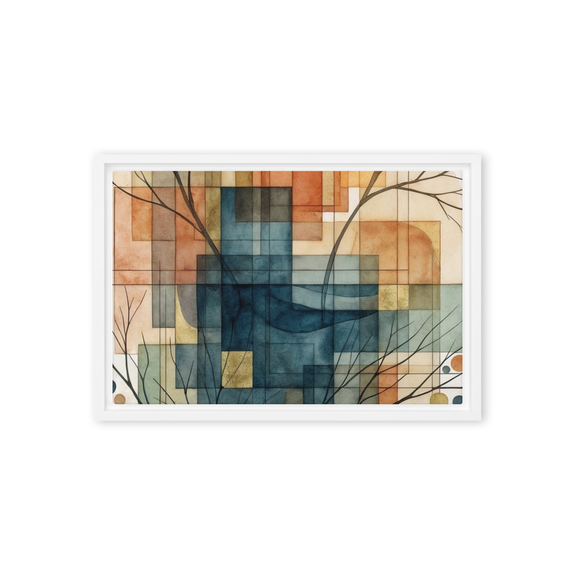 Always framed canvas urban, front view in black frame, 24 x 32 inch large size