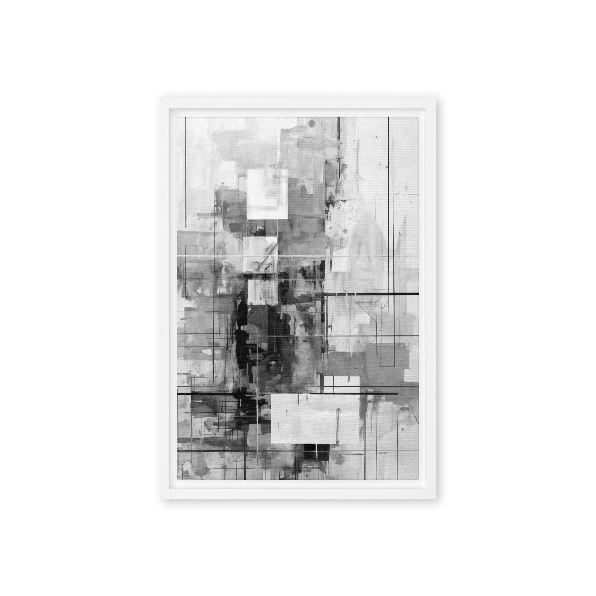 Betrayal framed canvas abstract urban front-facing product image in black frame, 20 x 28 inch large size