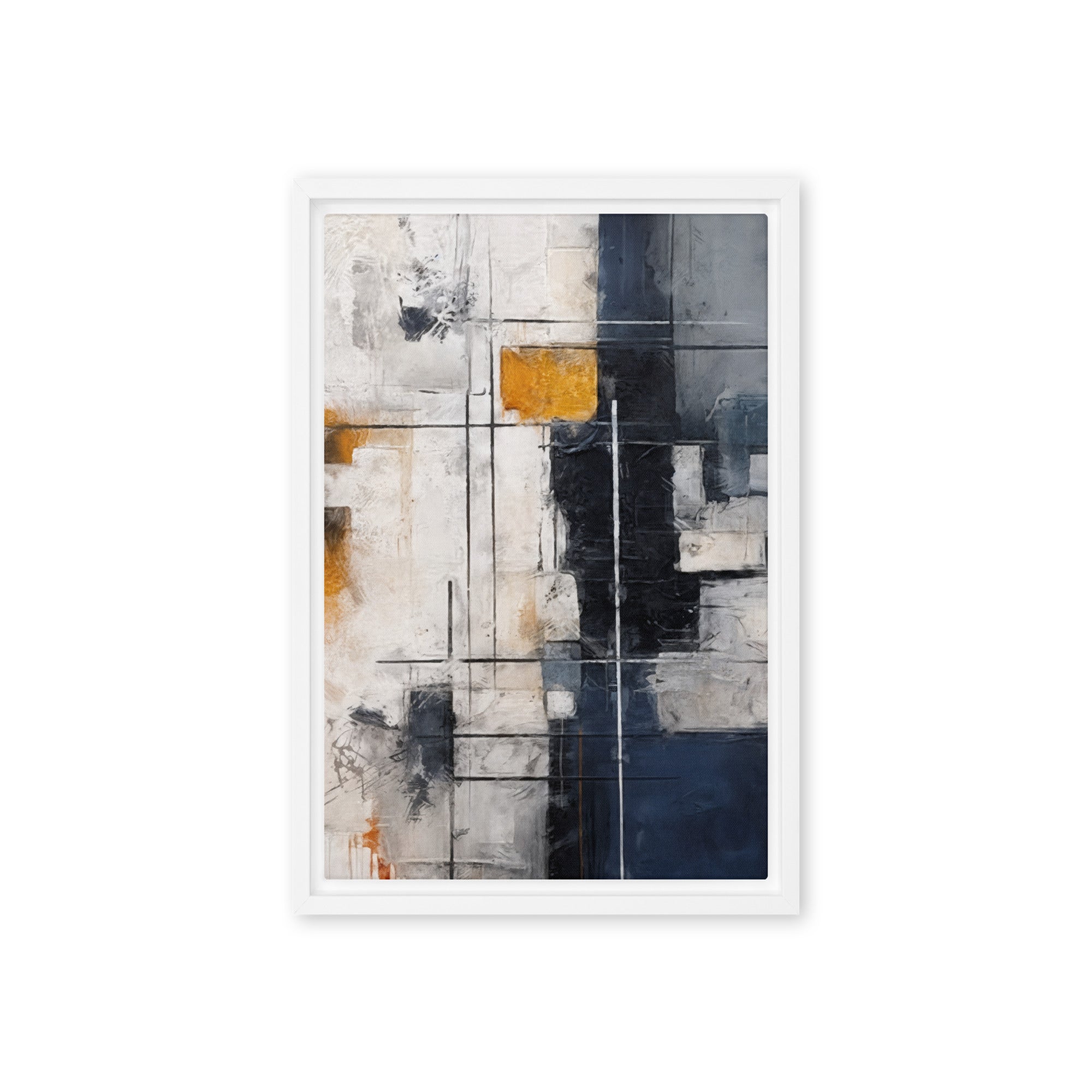 Chasm framed canvas urban front-facing product image in black frame, 20 x 30 inch large size
