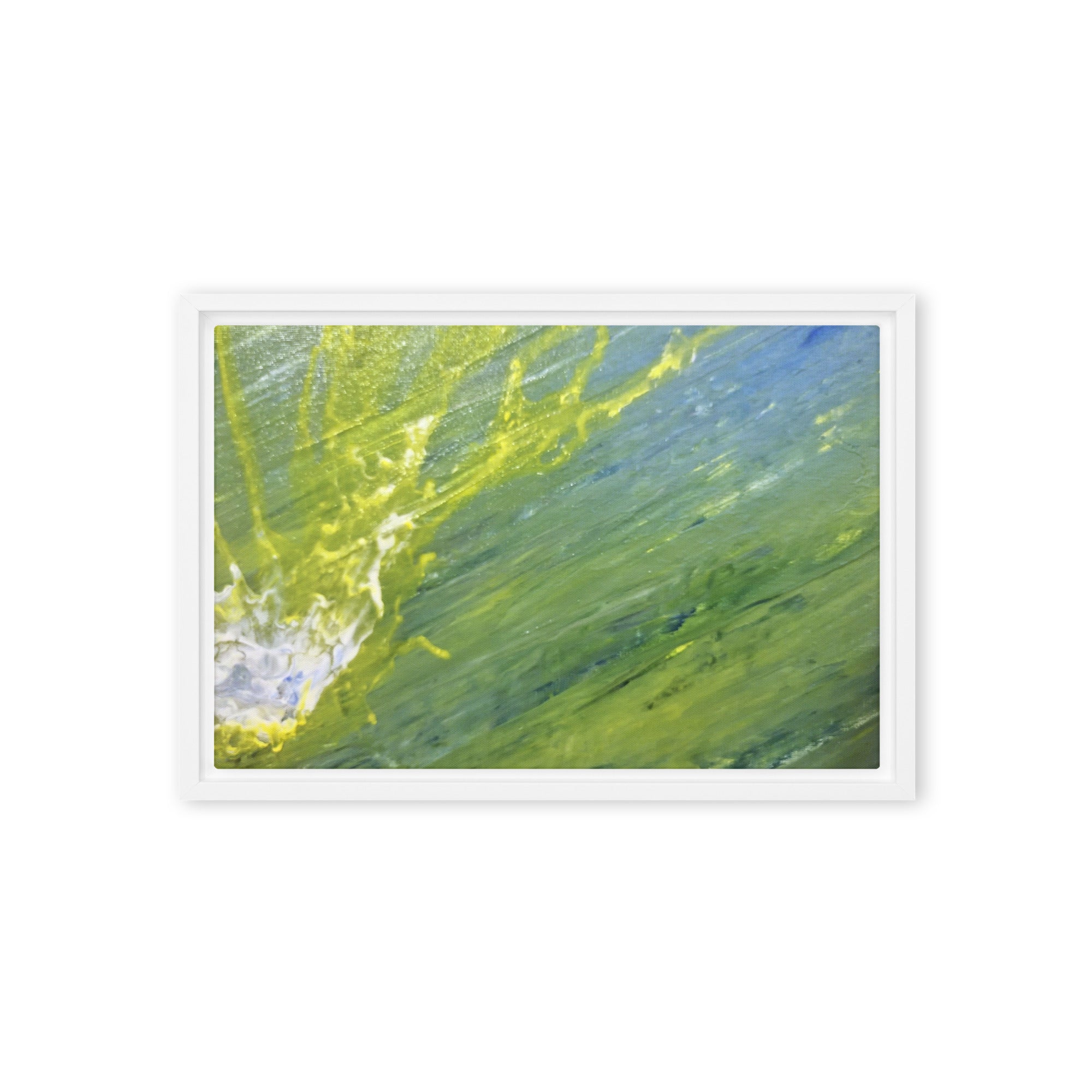 Charged Waters framed canvas print product view in black frame, 20 x 30 inch large size