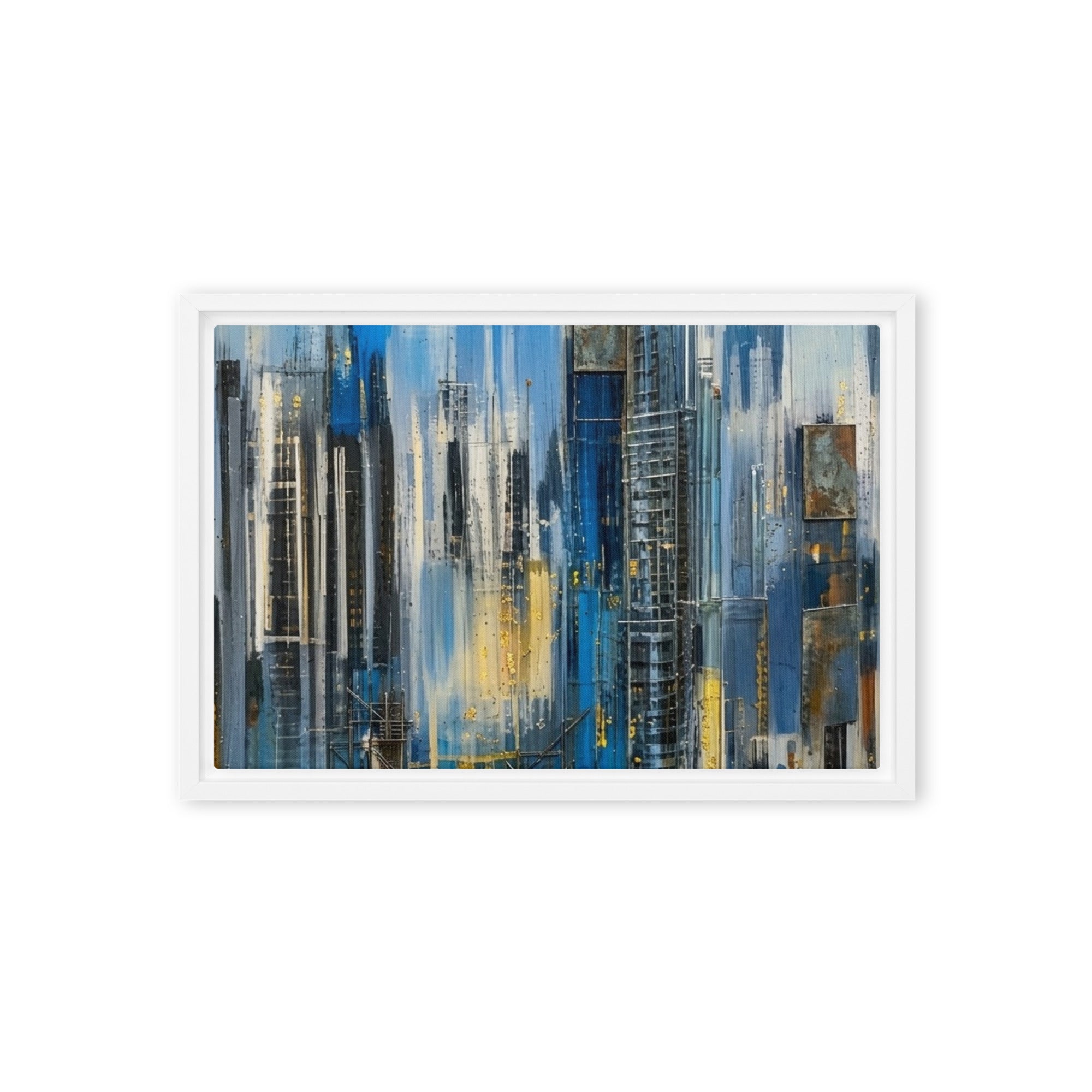 Facade framed canvas print, front view in black frame, 24 x 32 inch large size