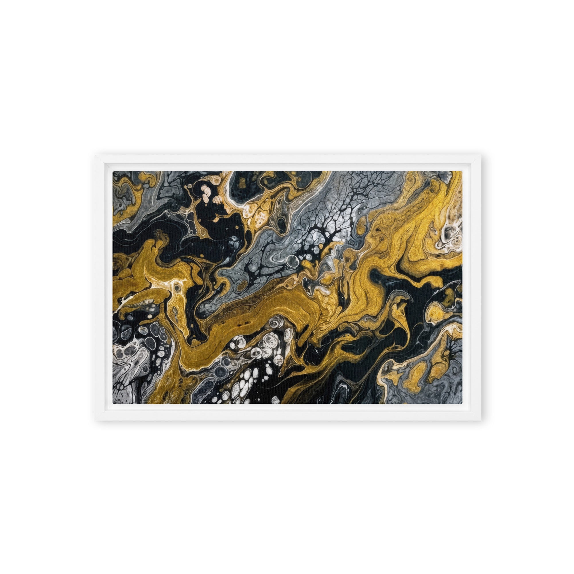 Aurum framed canvas print product view in brown frame, 11 x 14 inch universal size